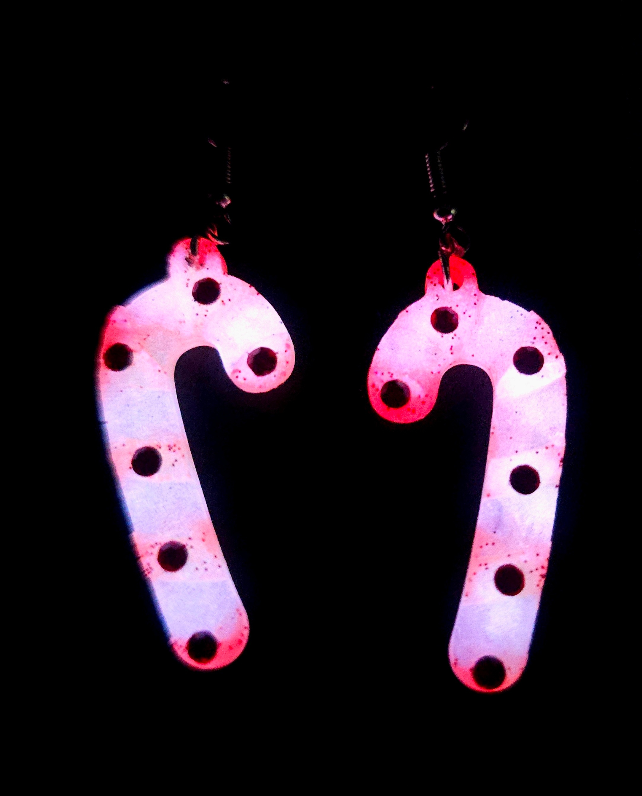 🍬Glow & Glitter Candy Cane Earrings🍬