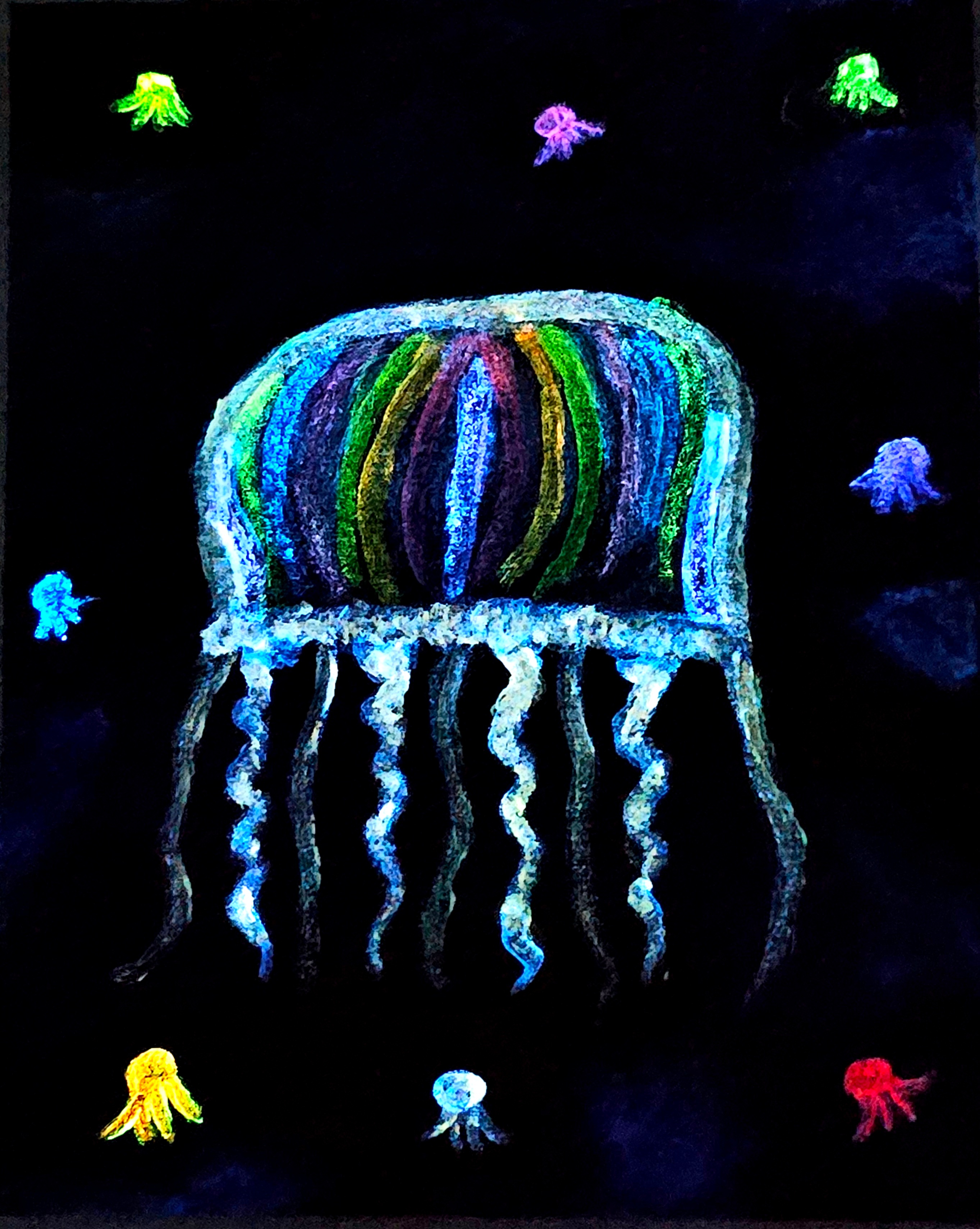 🪸✨ "Jellydream Drift" — Glow-in-the-Dark Canvas Art ✨🪸