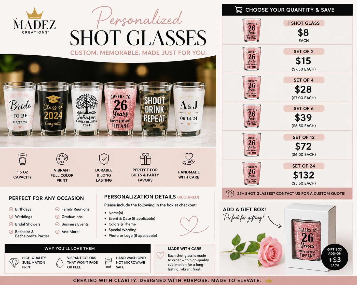 Personalized Sublimation Shot Glass