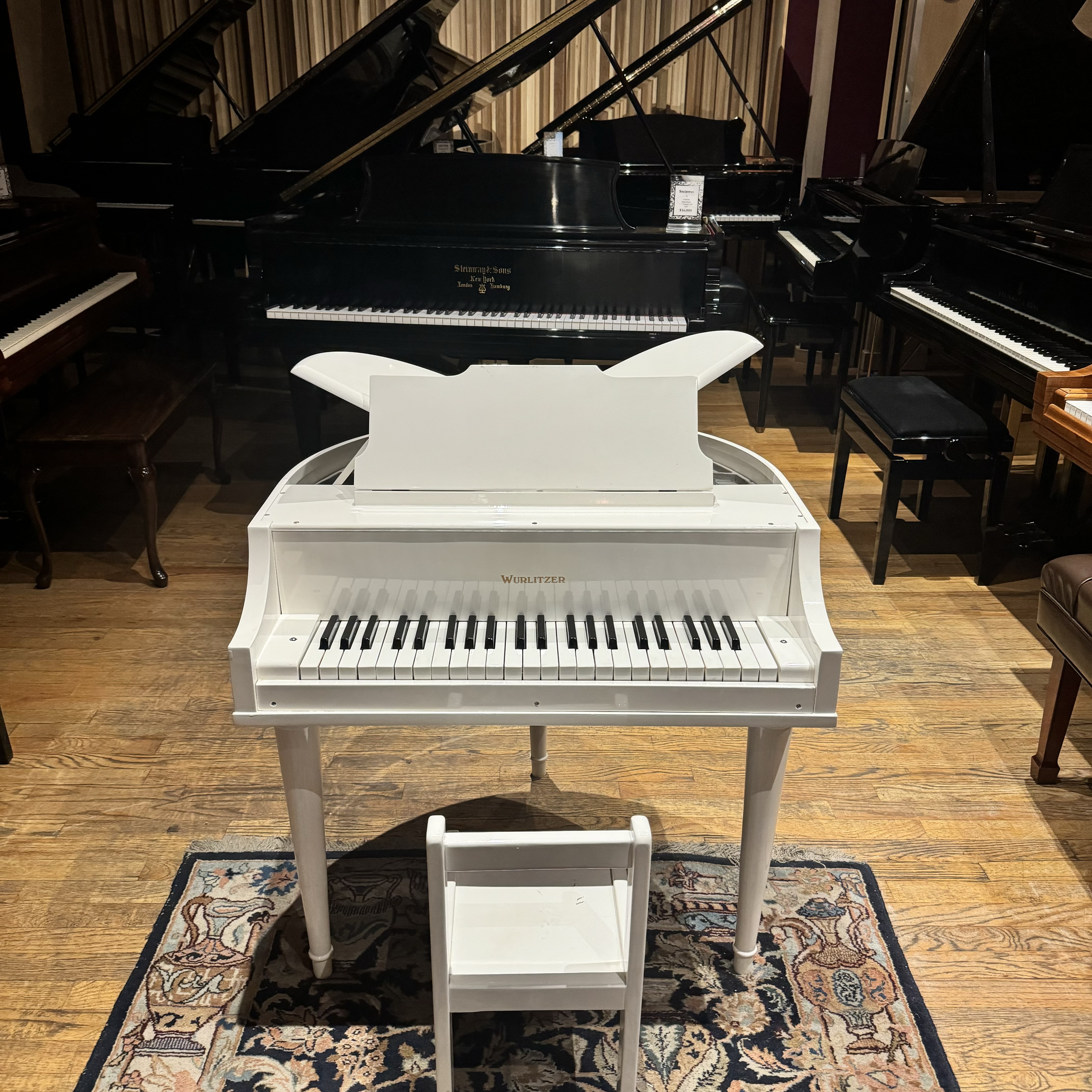 White Mini Baby Grand Piano