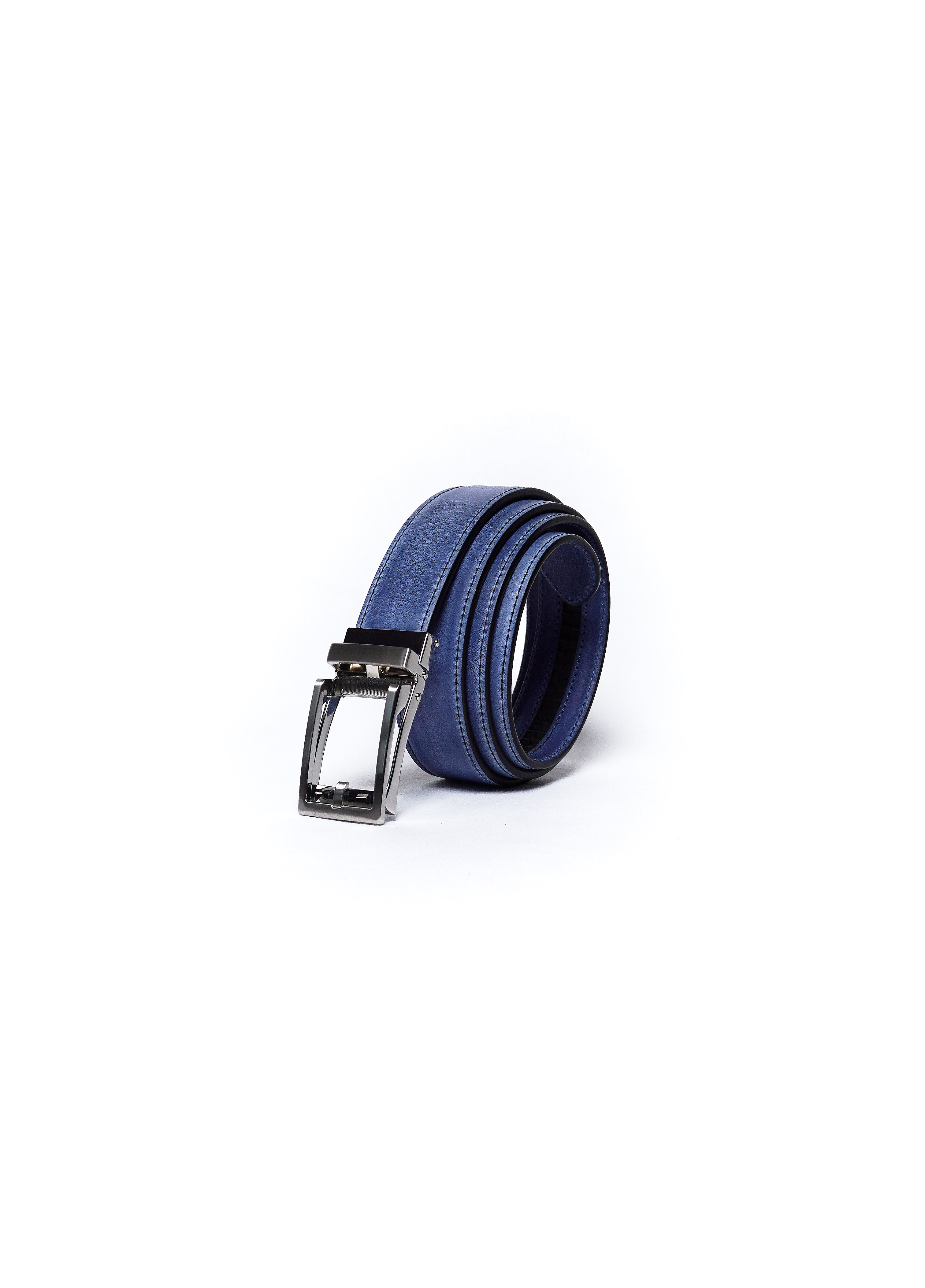 Denim blue full grain cowhide belt by Fap | vegetable tanned leather made in Italy