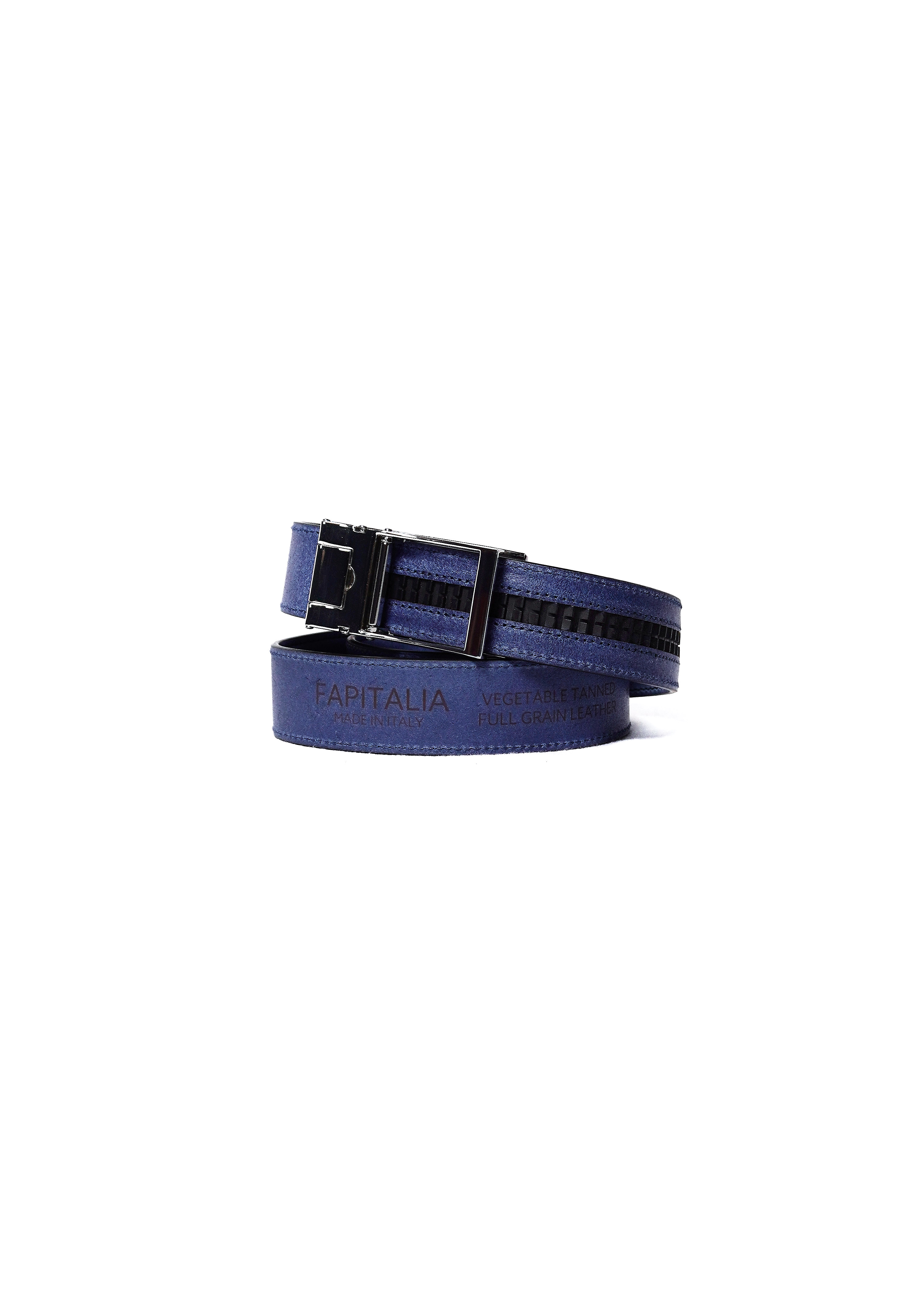 Denim blue full grain cowhide belt by Fap | vegetable tanned leather made in Italy
