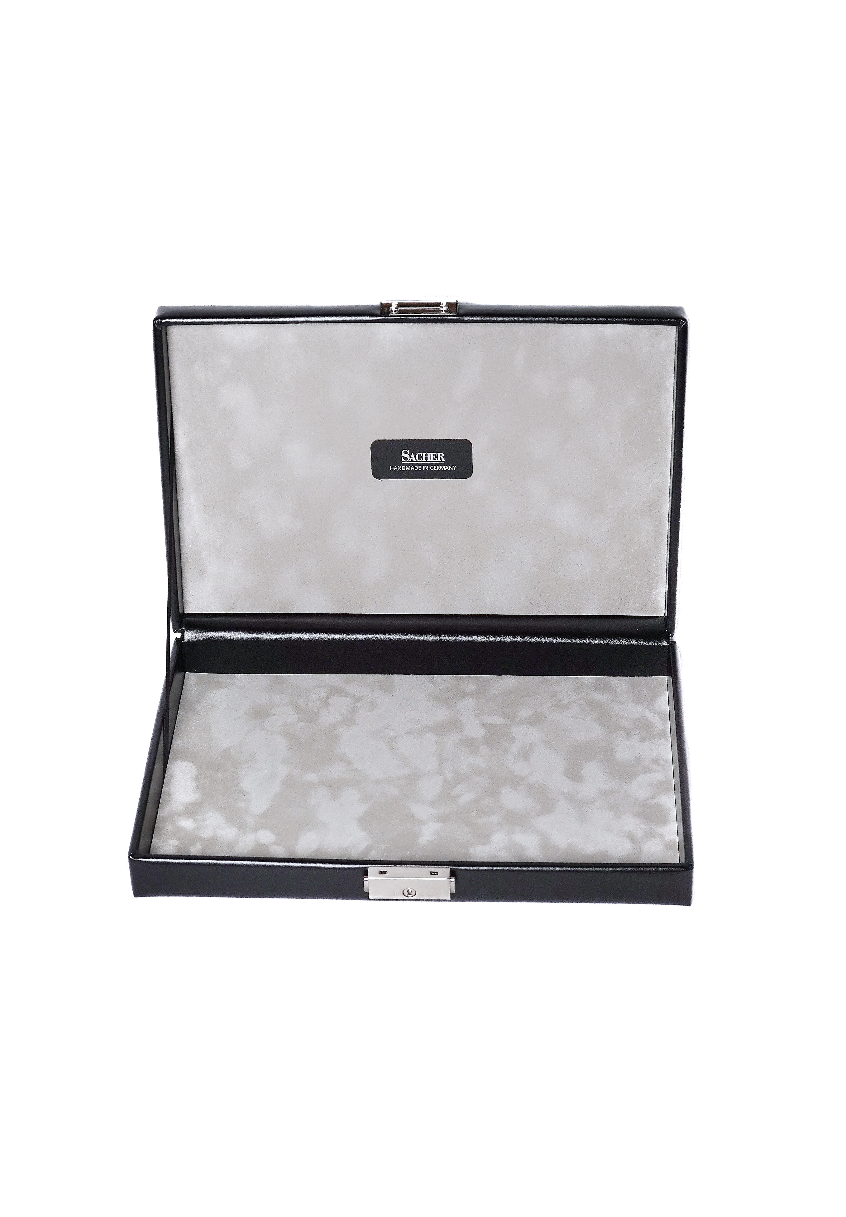 Jewellery case in black leather with lock by Sacher | handmade in Germany