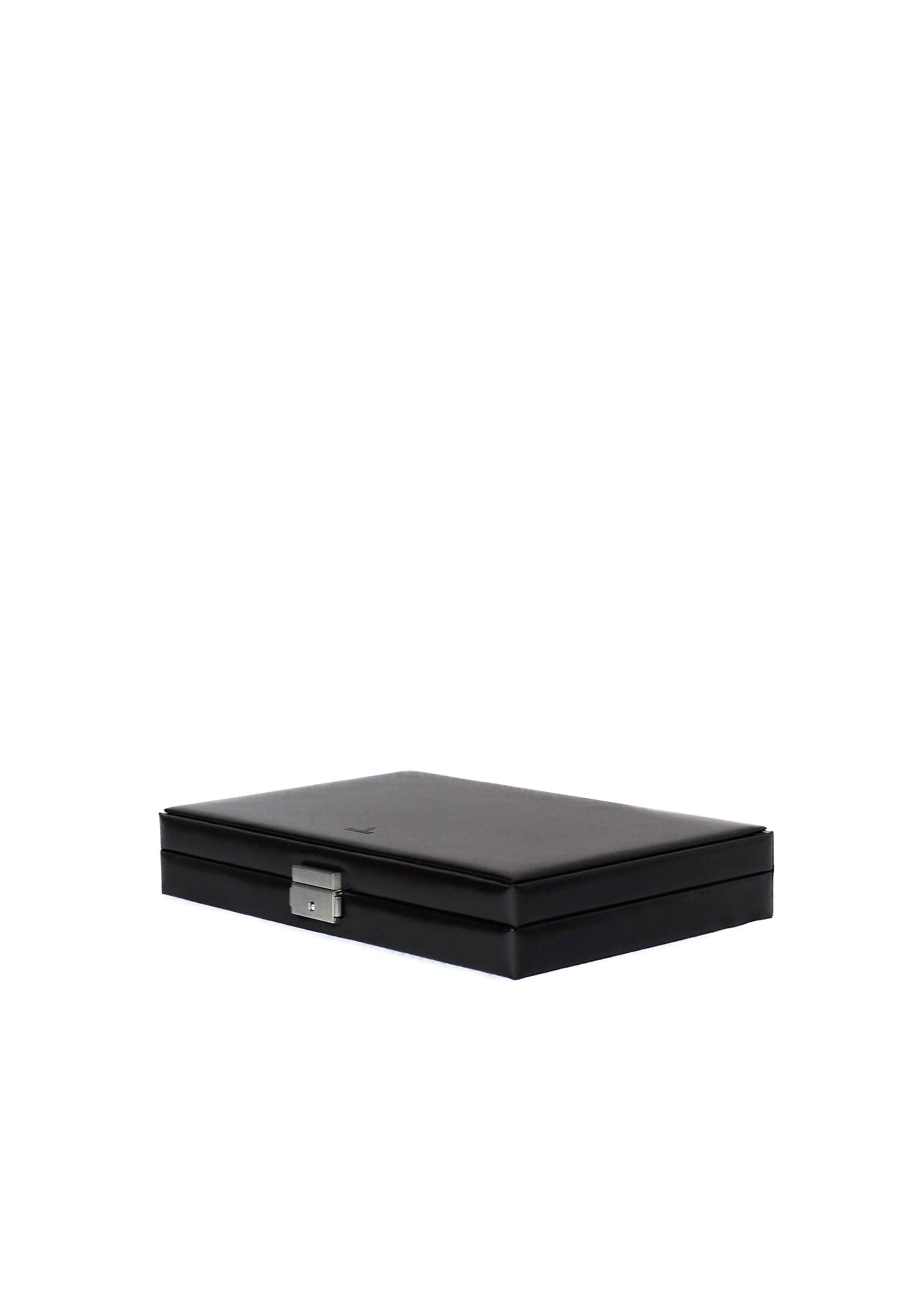 Ring and earring box in black leather with lock by Sacher | handmade in Germany