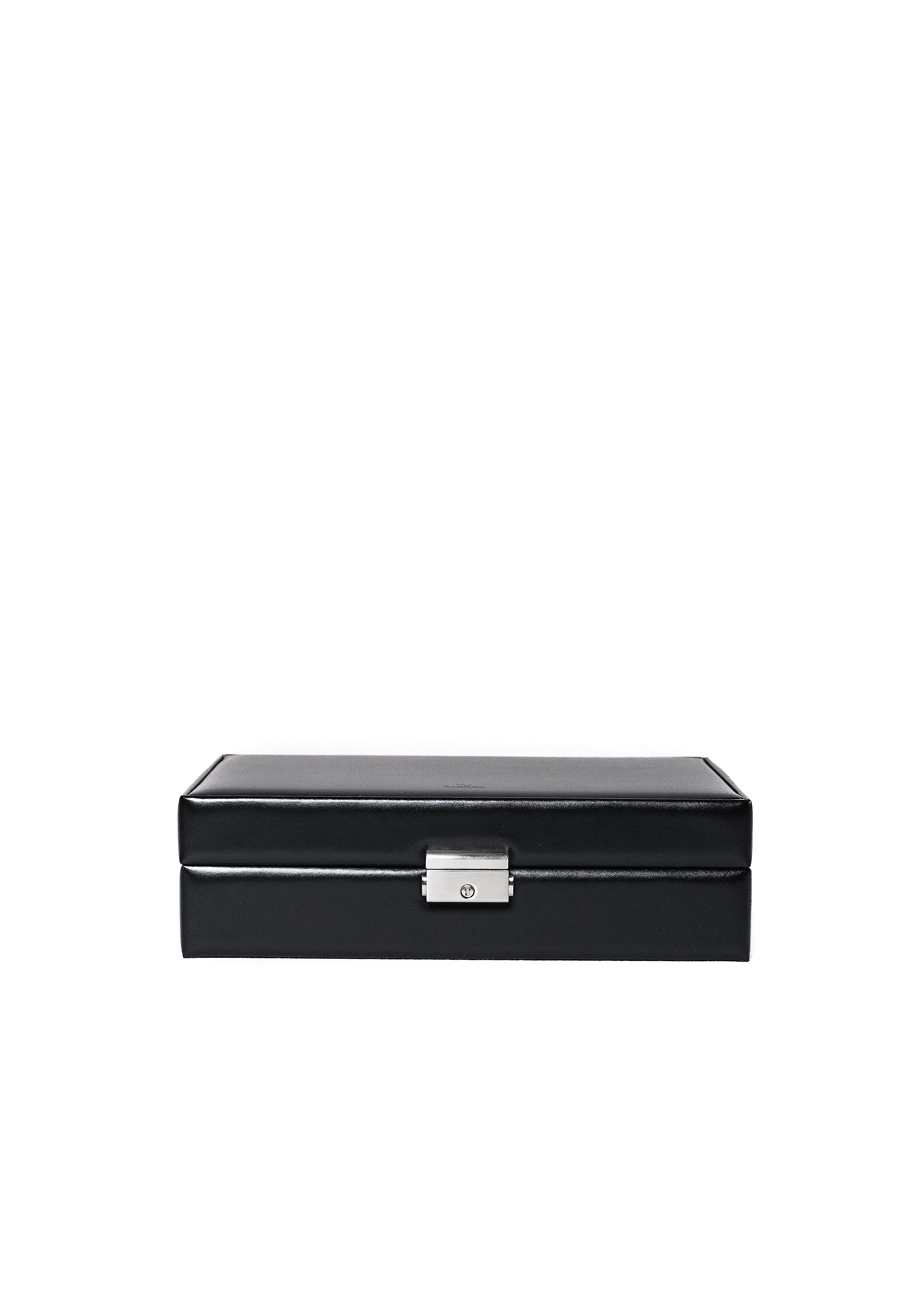 10 slots watch box in black leather with lock by Sacher | handmade in Germany