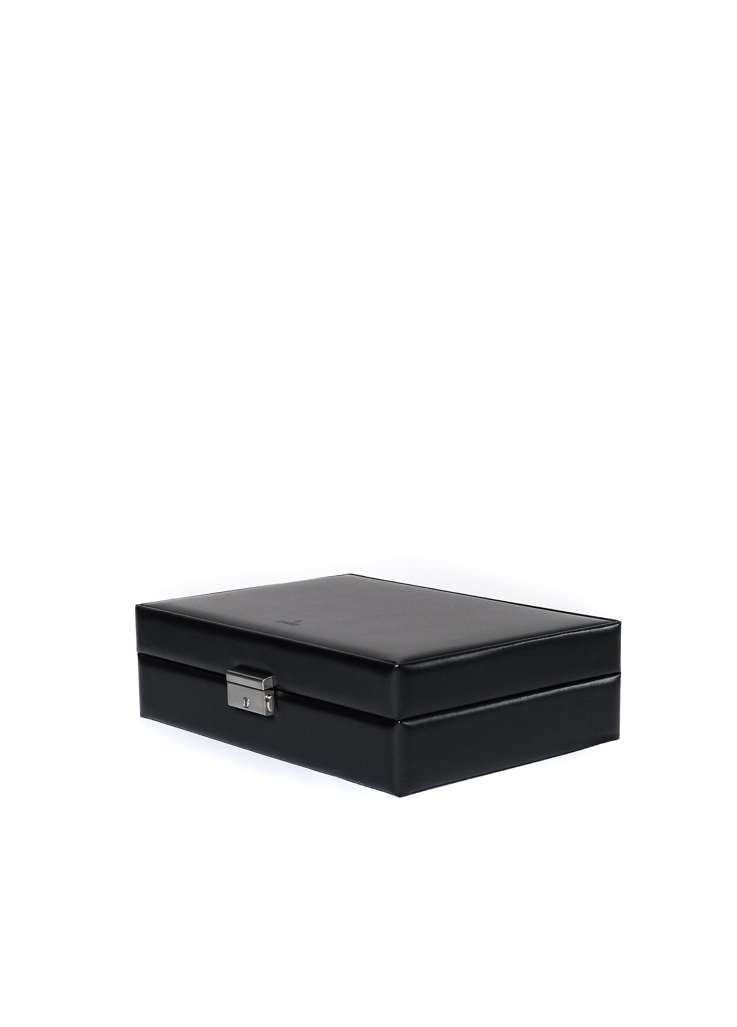 10 slots watch box in black leather with lock by Sacher | handmade in Germany