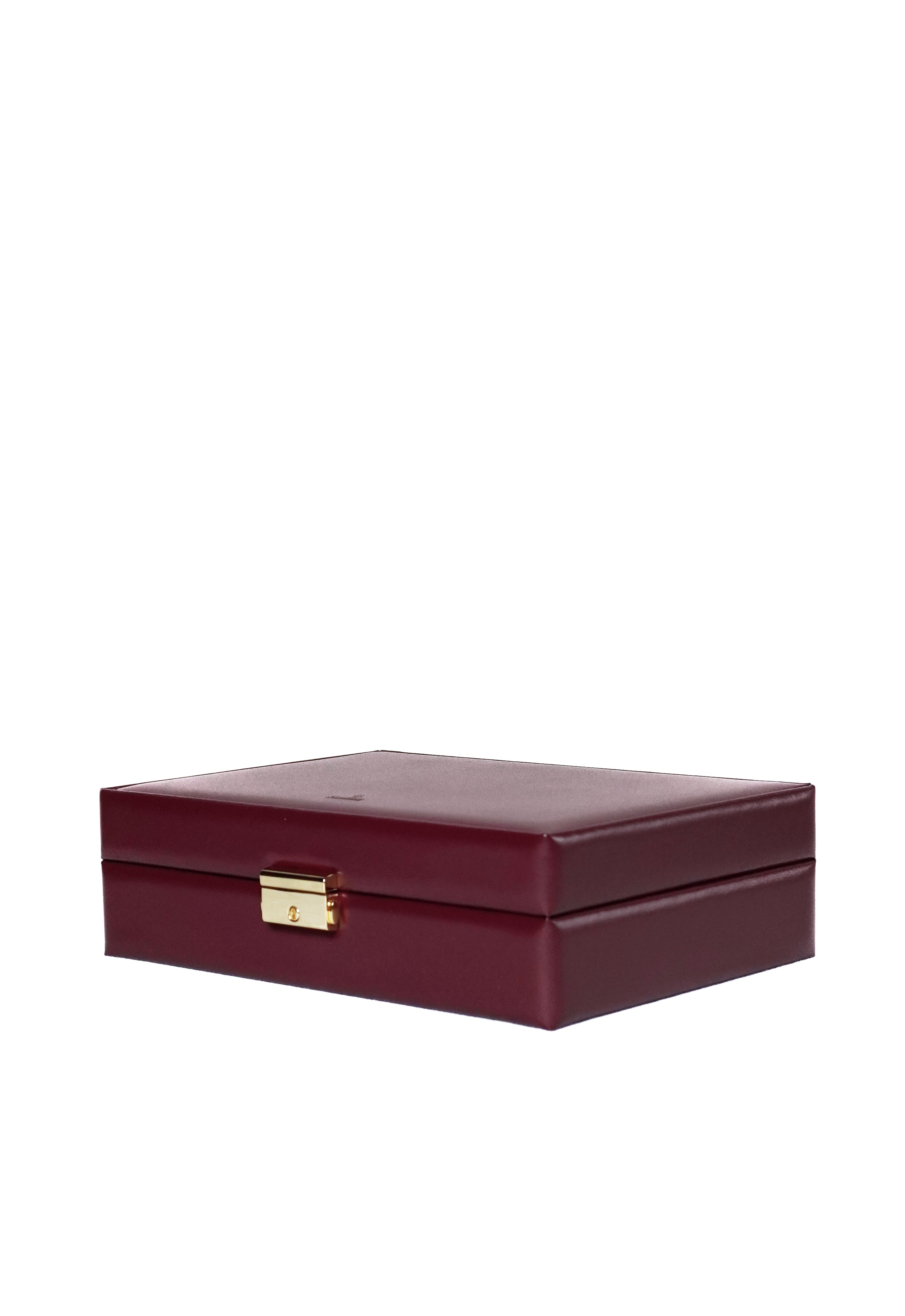 10 slots watch box in red | navy leather with lock by Sacher | handmade in Germany