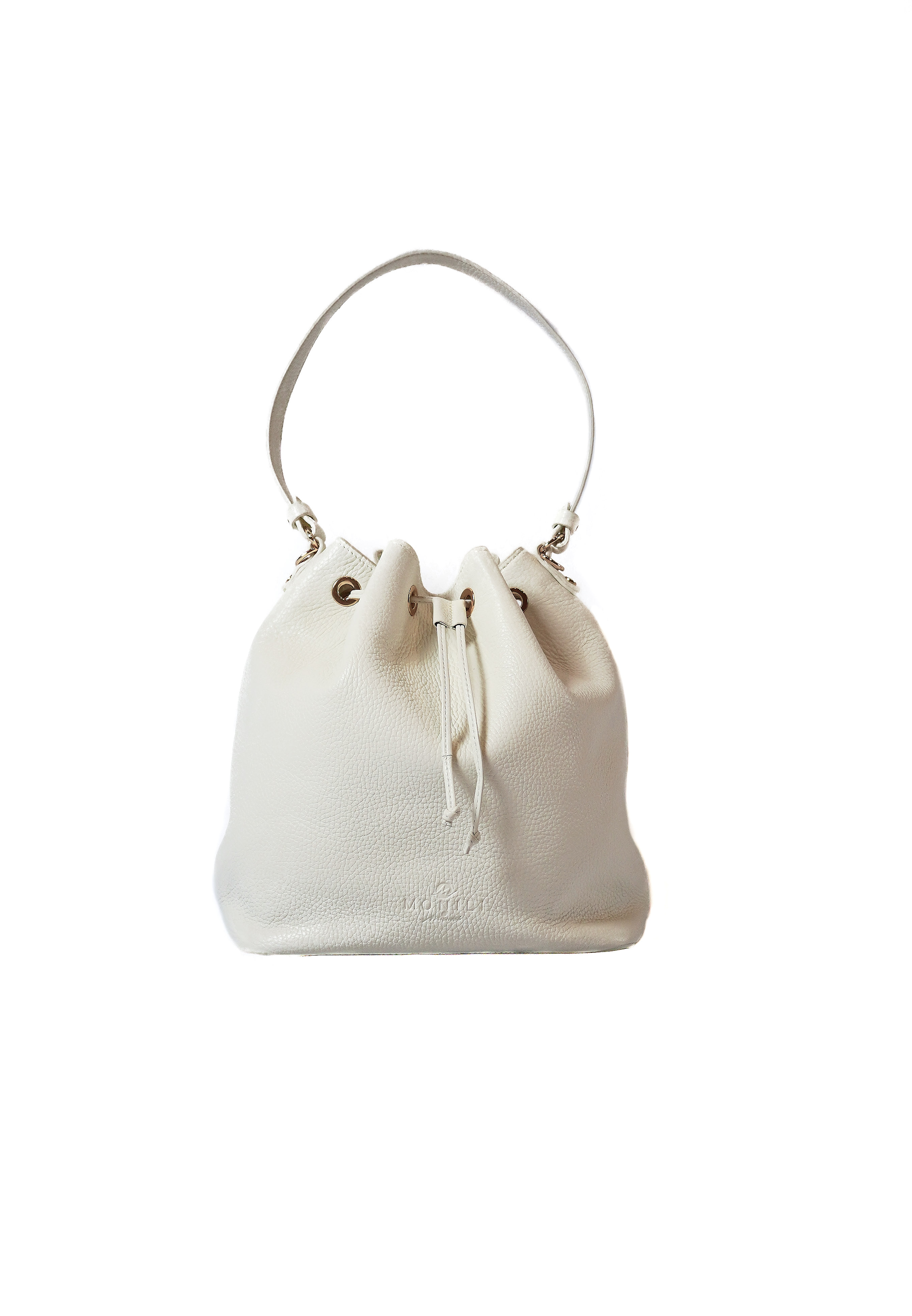 Ivory bucket bag in soft calfskin | Monili by Micucci | made in Italy