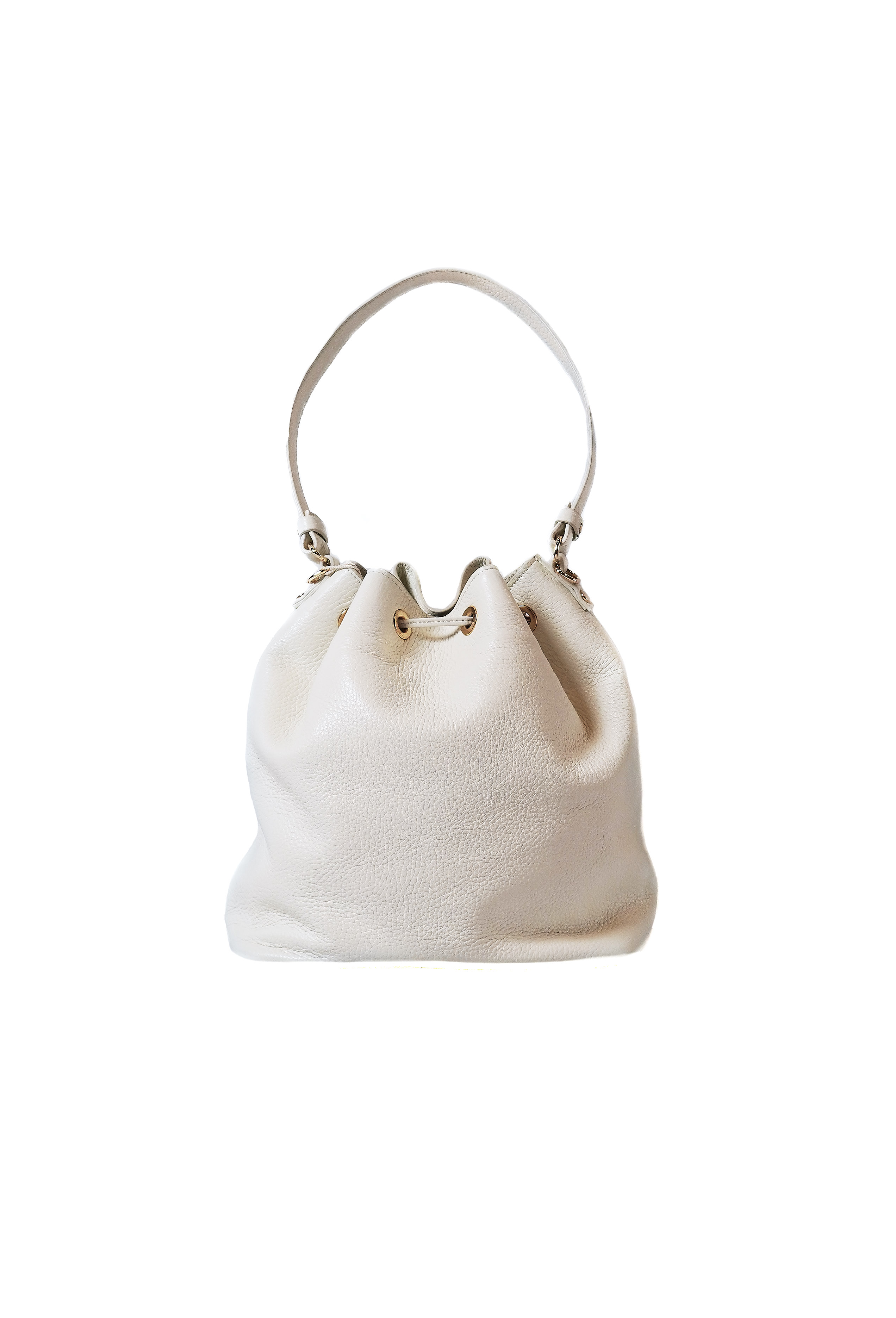 Ivory bucket bag in soft calfskin | Monili by Micucci | made in Italy