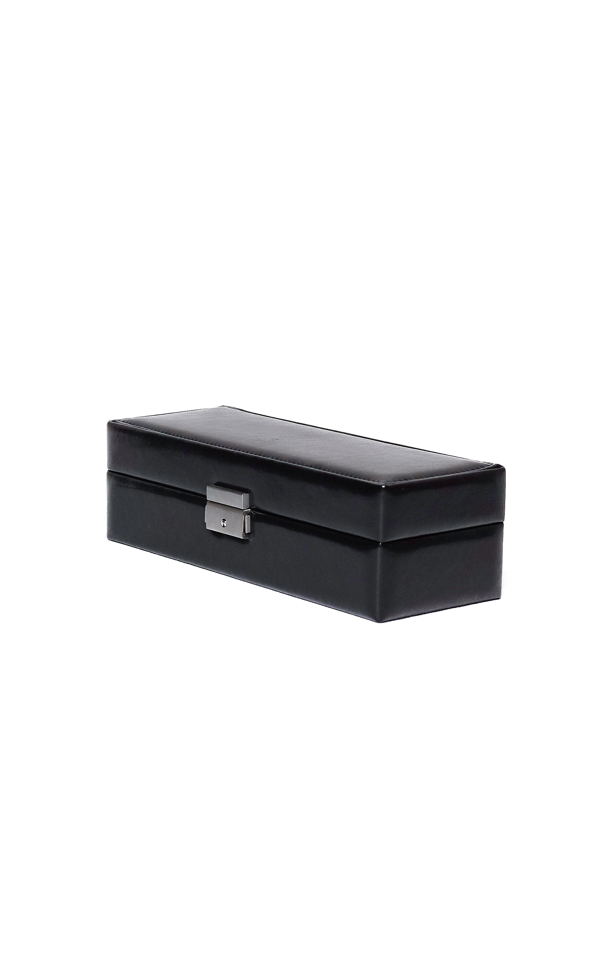 6 slots watch box in glossy black synthetic leather with lock by Sacher | handmade in Germany  
