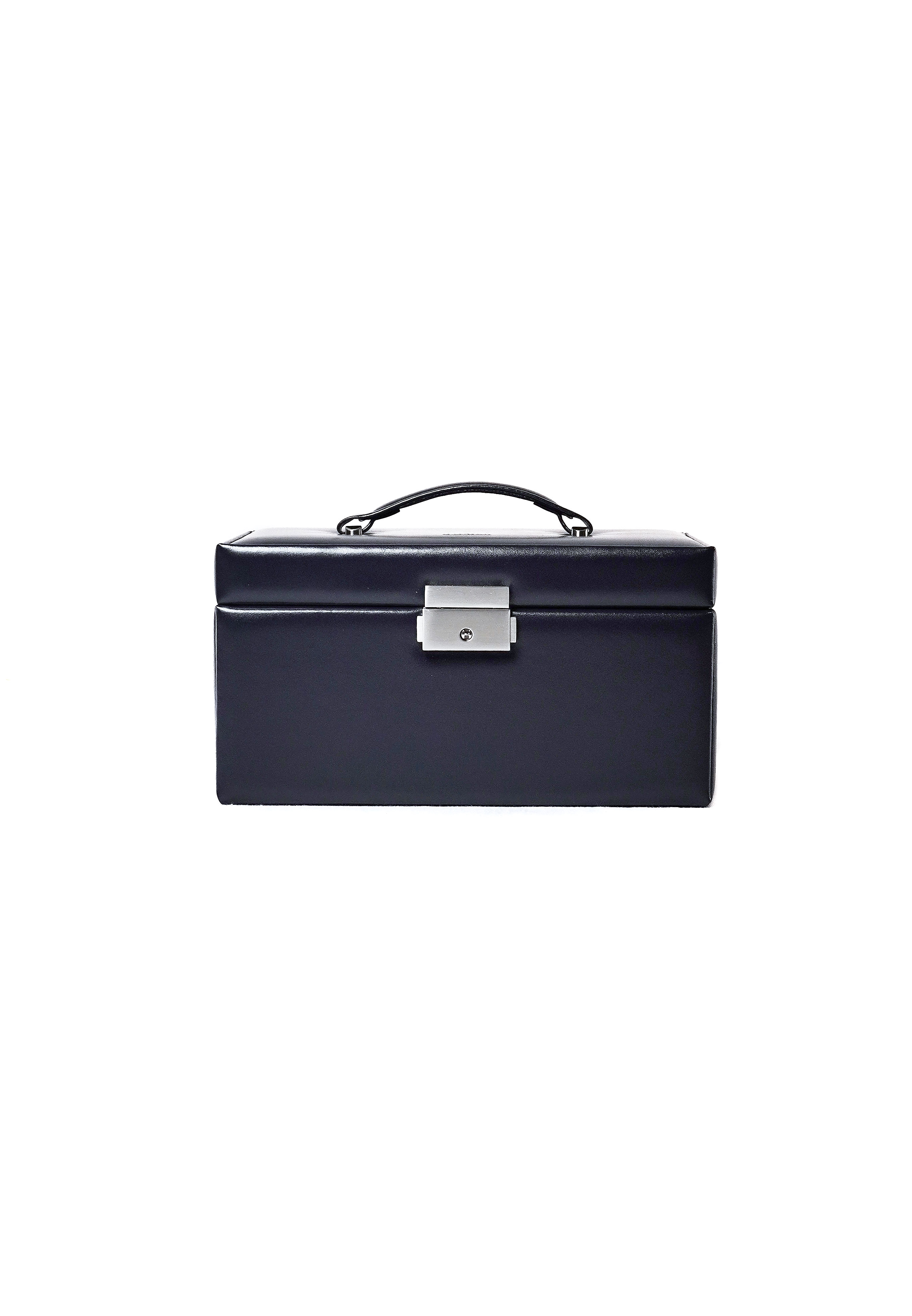Jewellery organizer in navy leather with lock by Sacher | handmade in Germany