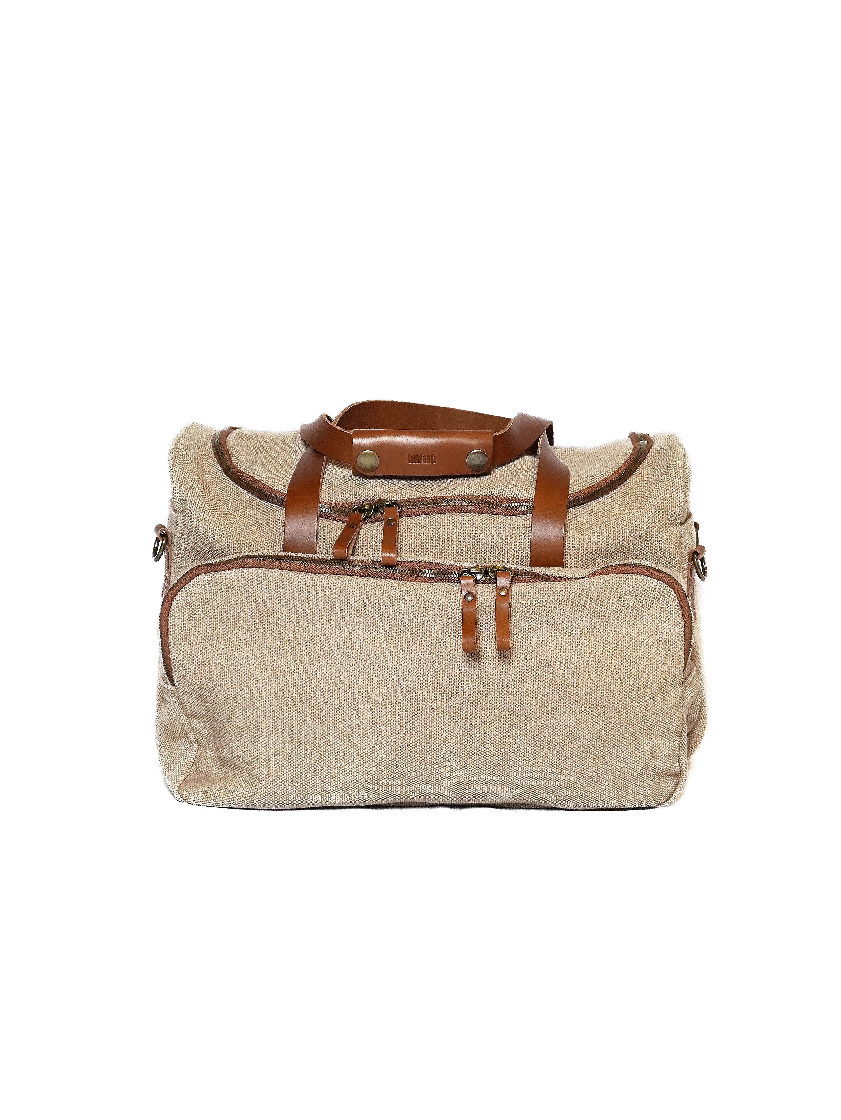 Outdoor canvas bag with leather trim by Bonfanti | made in Italy