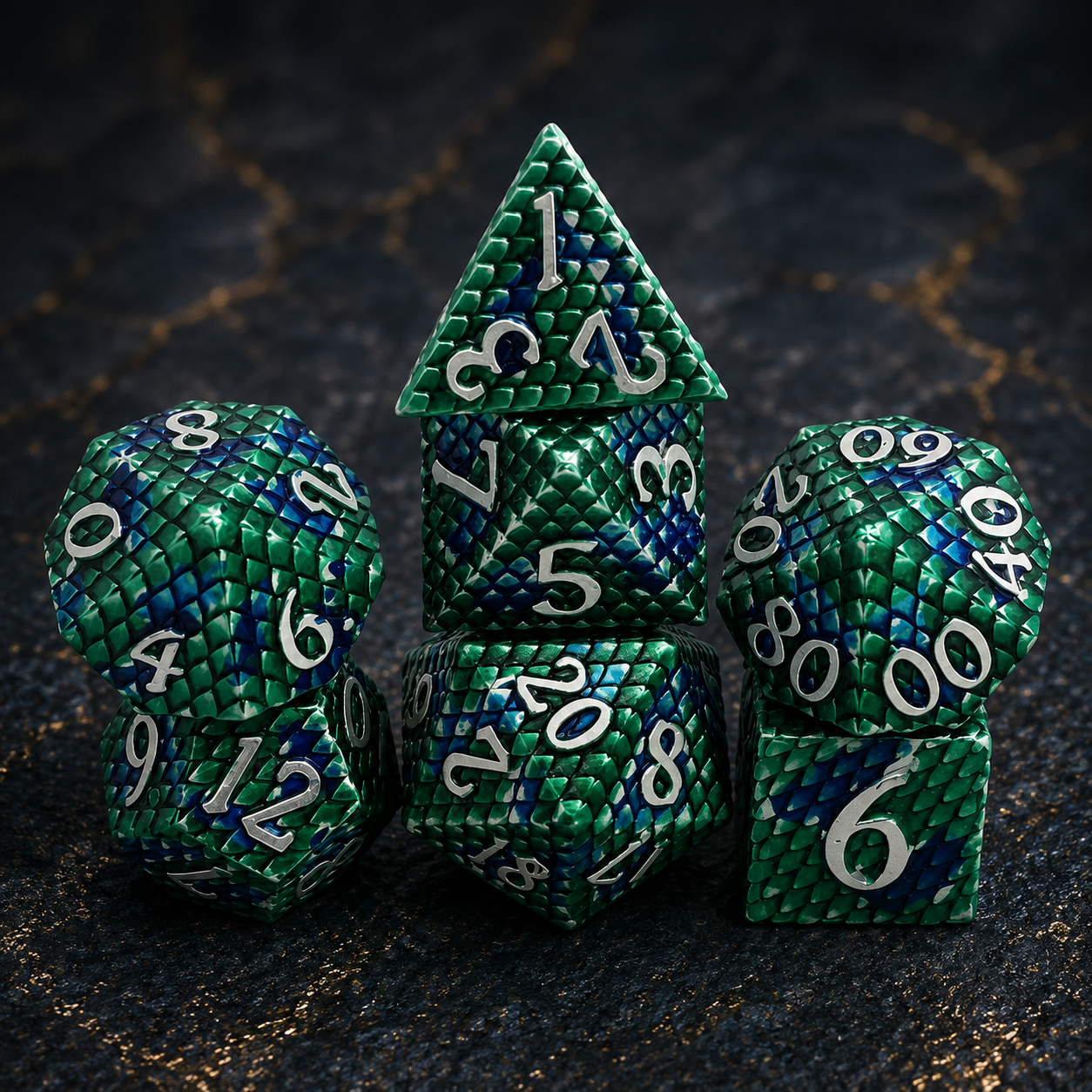 Set de dés de jeux de rôle, Ecailles de dragons métalliques