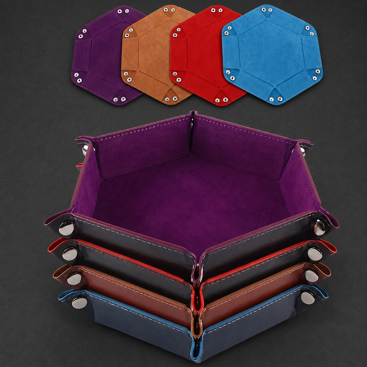 Plateau hexagonal en simili cuir