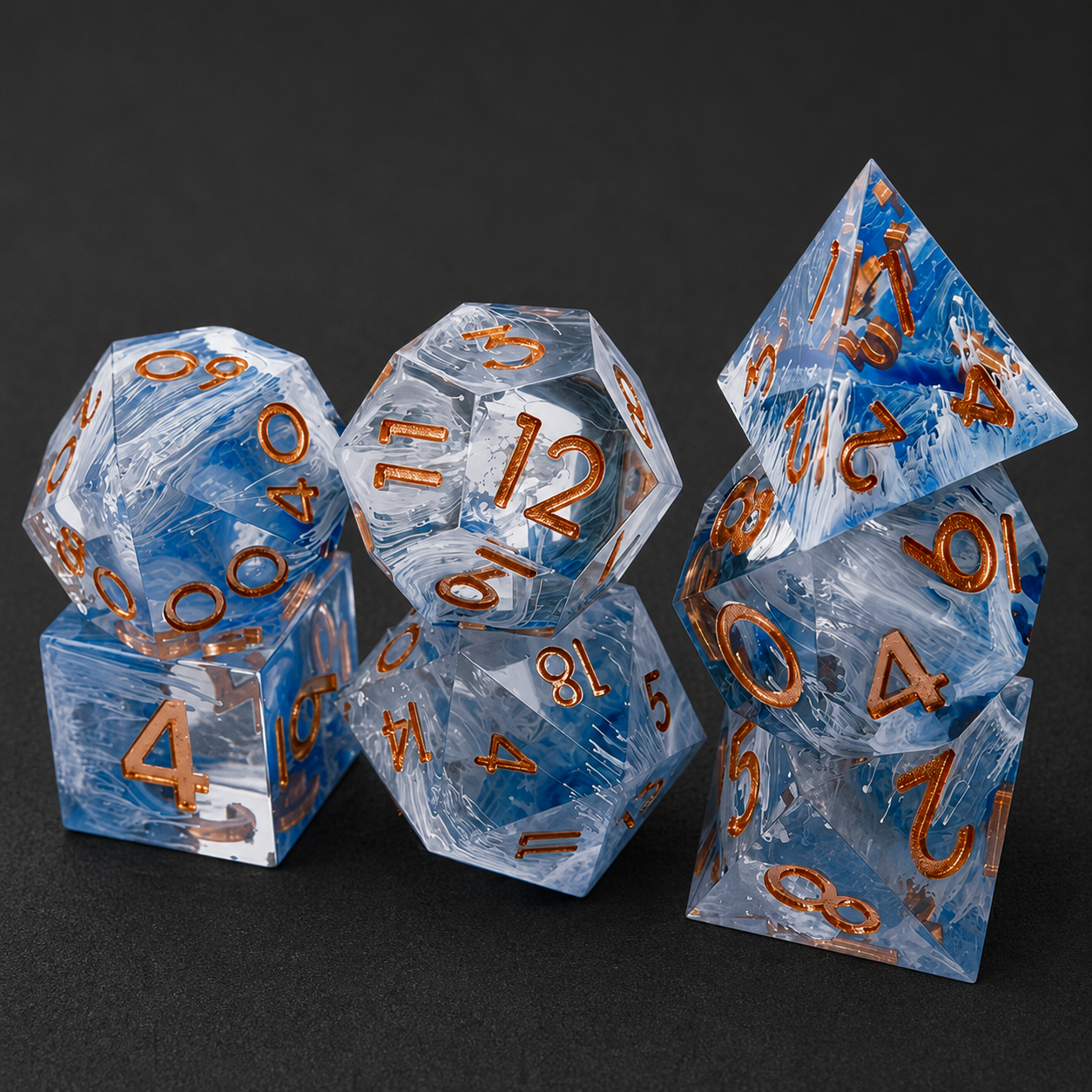Set de dés JDR résine, style ice 