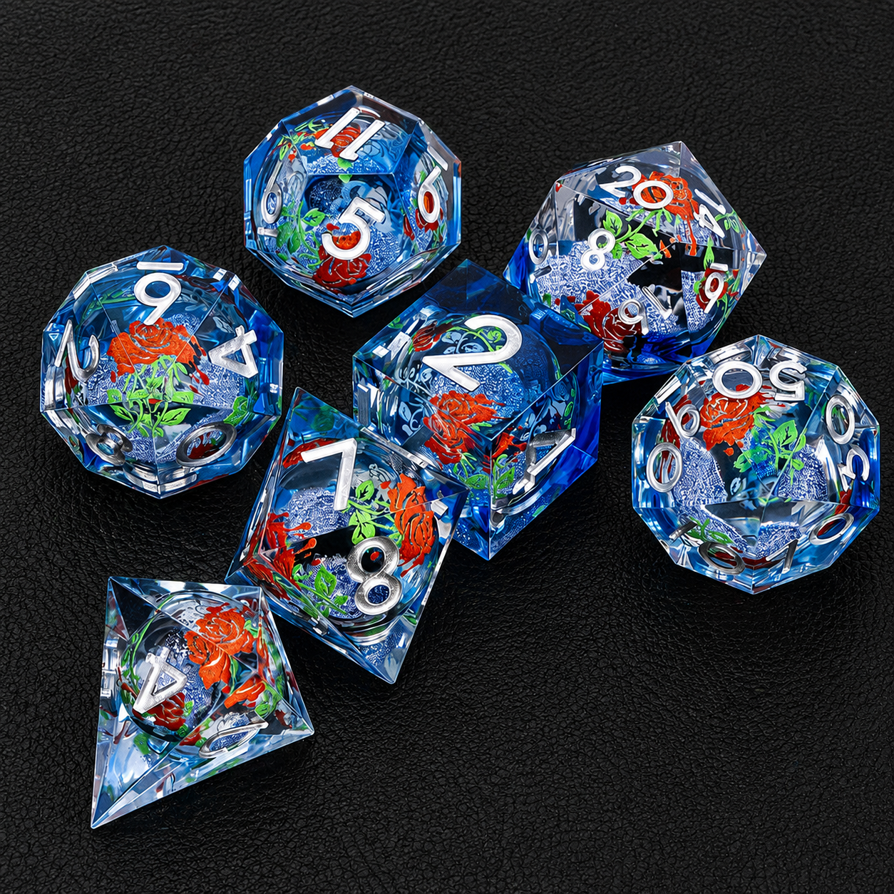 Set de dés RPG résine style florale