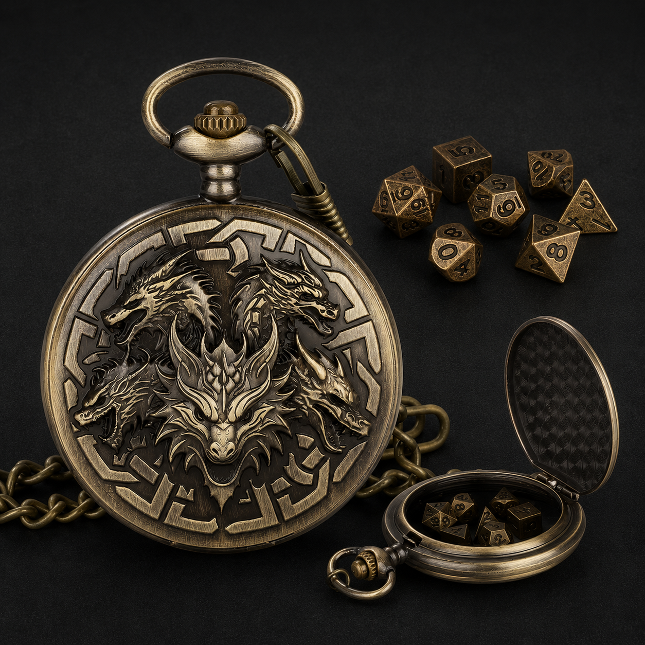Montre à Gousset Dragon – Écrin Secret de dragon pour Dés
