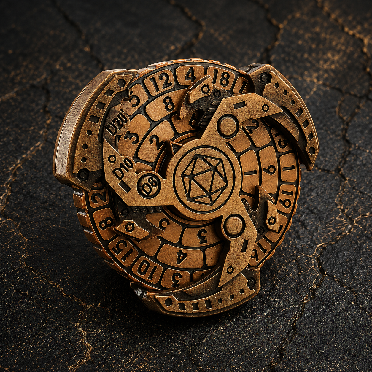 Dé rotatif en métal style forge Steampunk