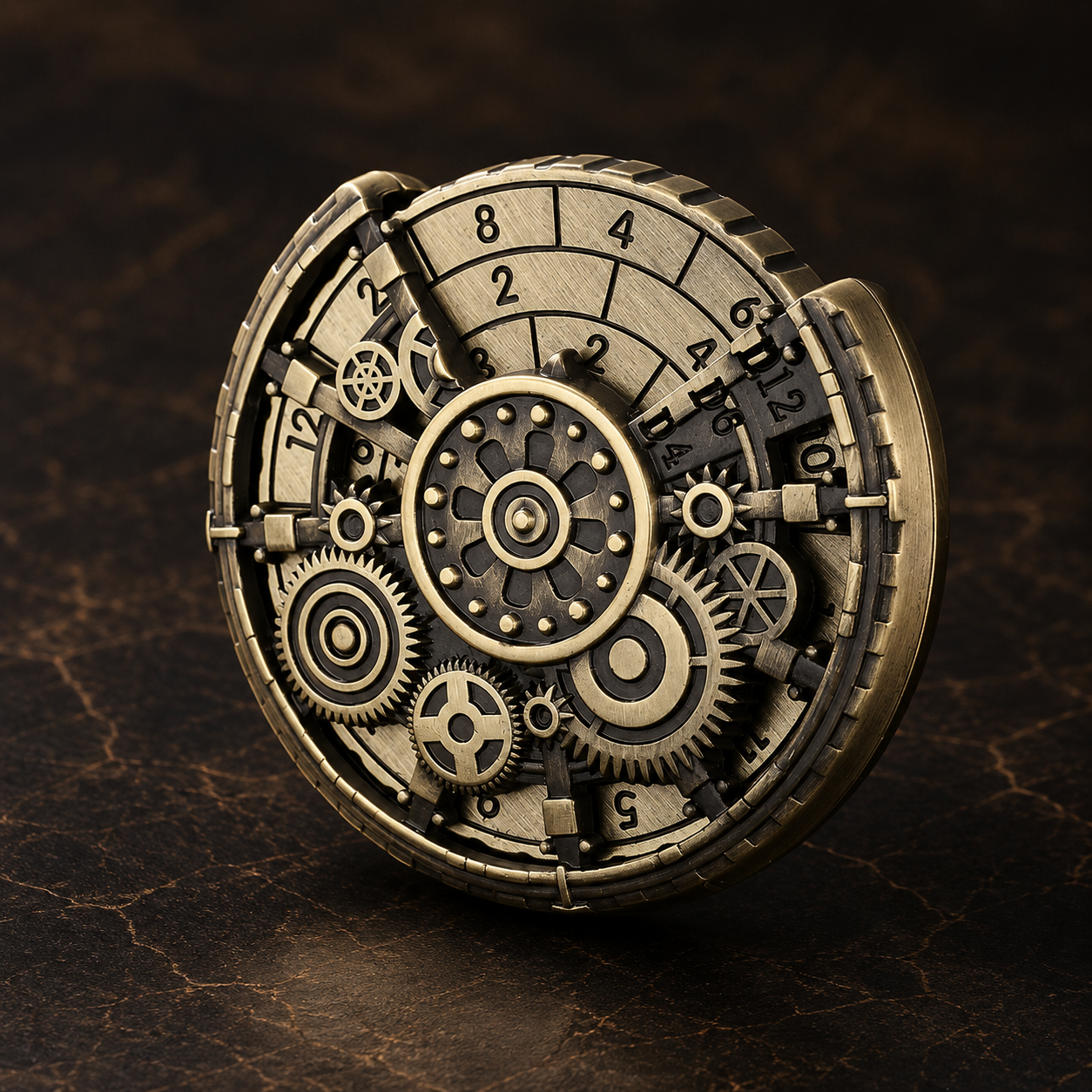 Dé rotatif Steampunk imitation laiton 