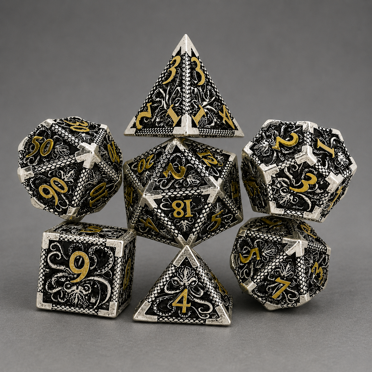 Set de dés métalliques Fantasy Ctulhu, en métal creux 