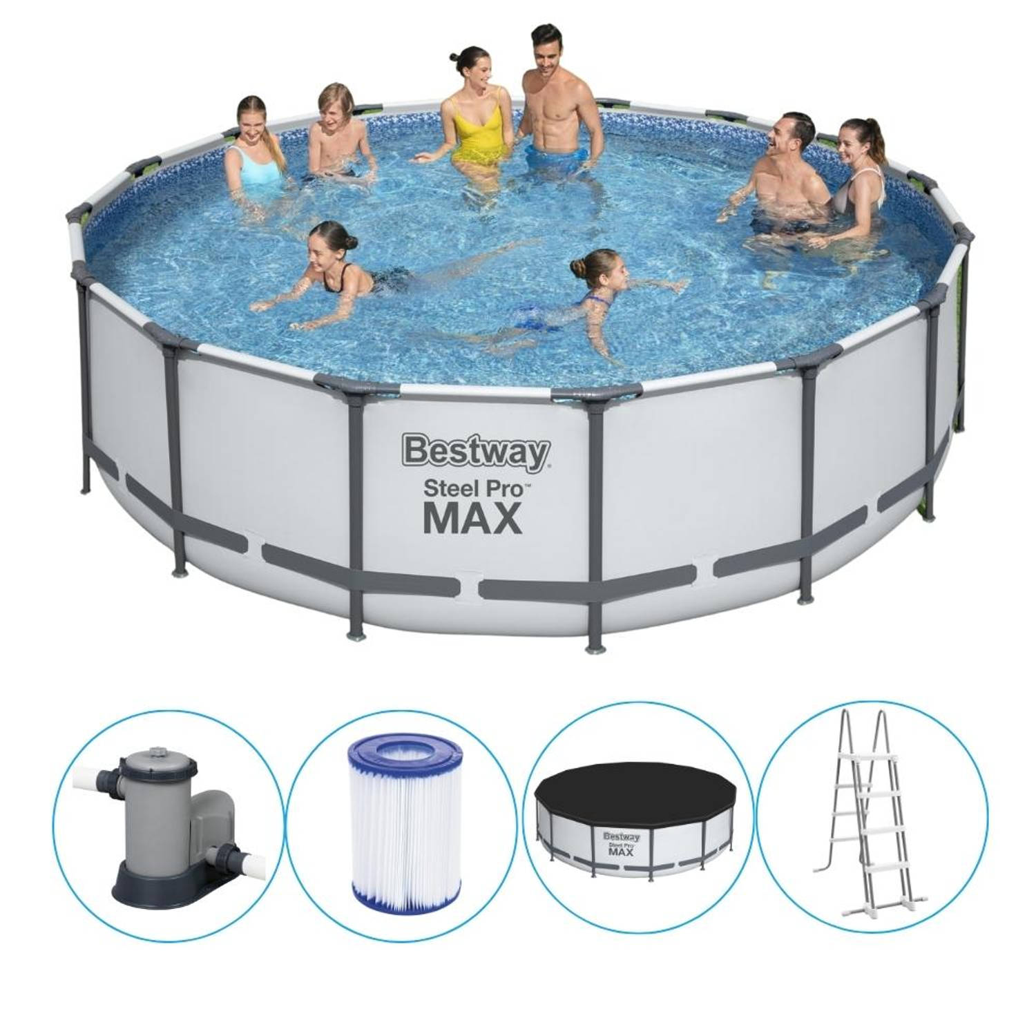 BESTWAY ZWEMBAD STEEL PRO MAX SET ROND 488