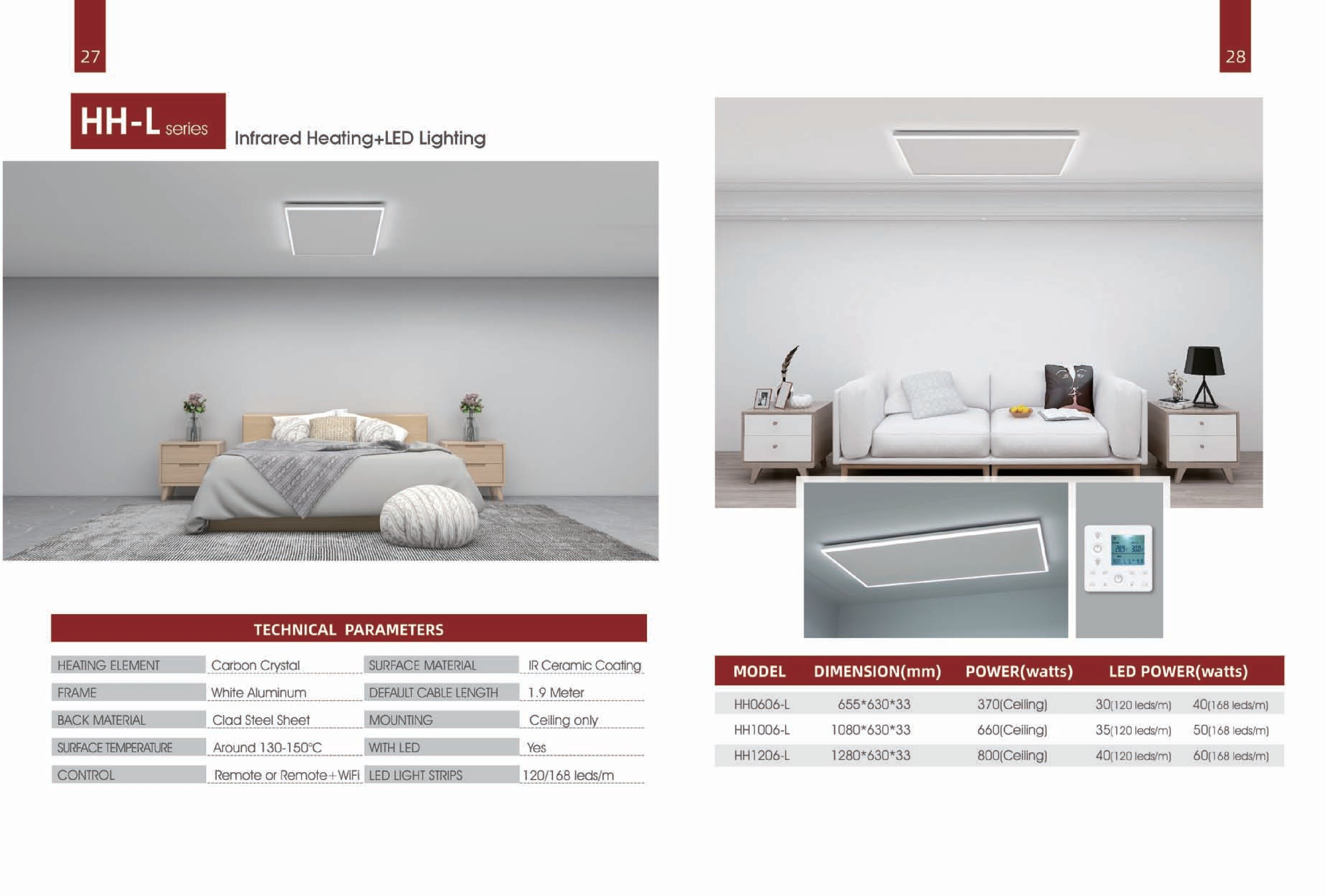 Chauffage plafond à infrarouge long inclus la lumière 