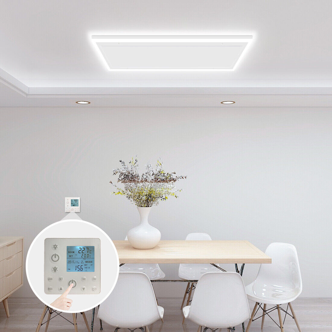 Chauffage plafond à infrarouge long inclus la lumière 