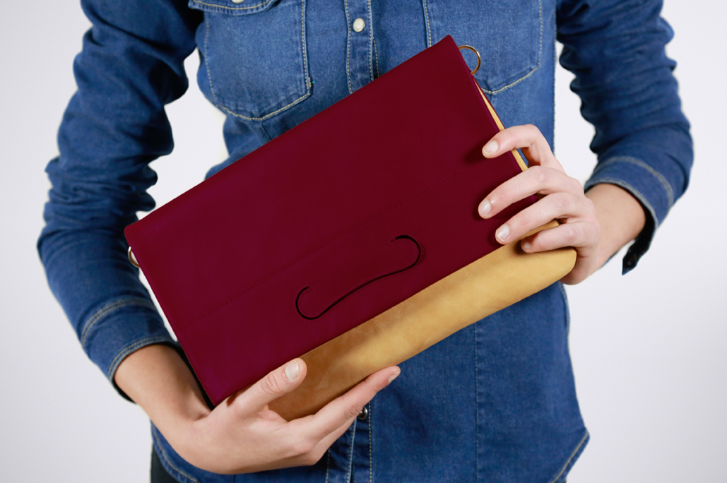 PATCH CLUTCH - WaxWine/Nubuck