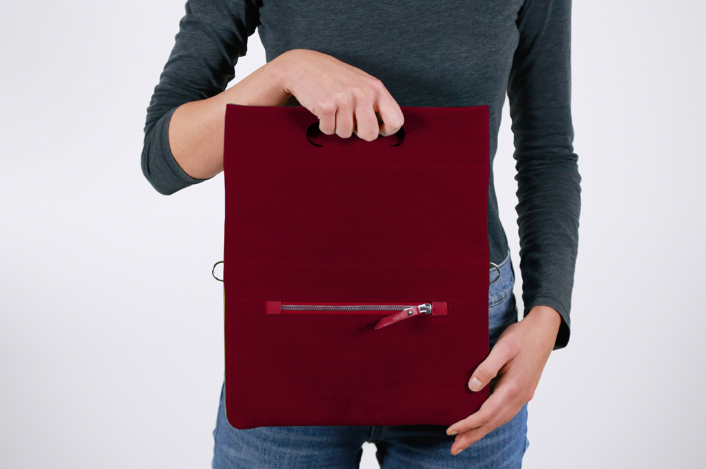 PATCH CLUTCH - WaxWine/Nubuck
