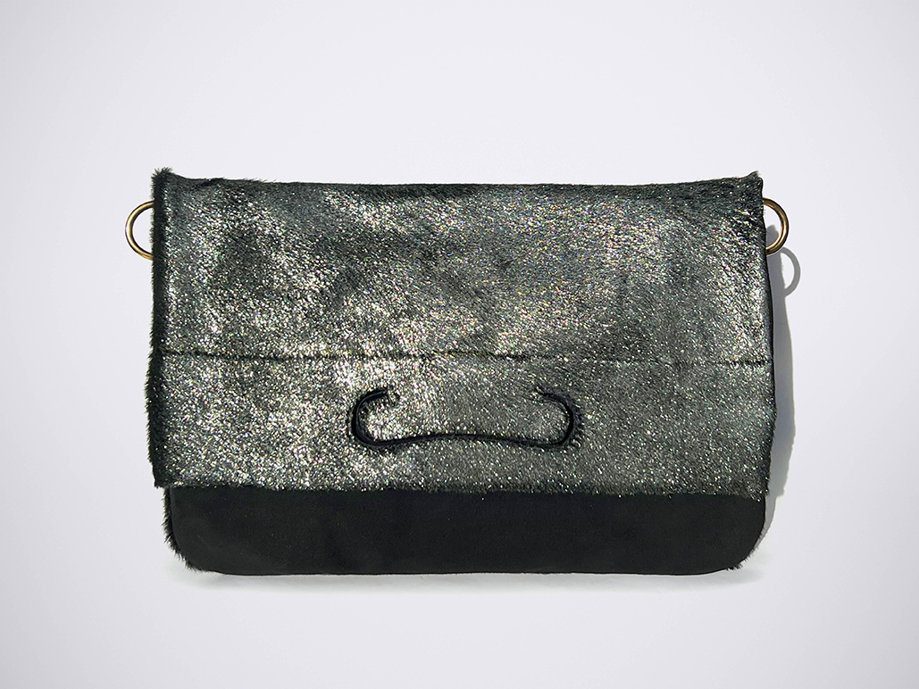 PATCH CLUTCH - GlitterFur/BlackSuede