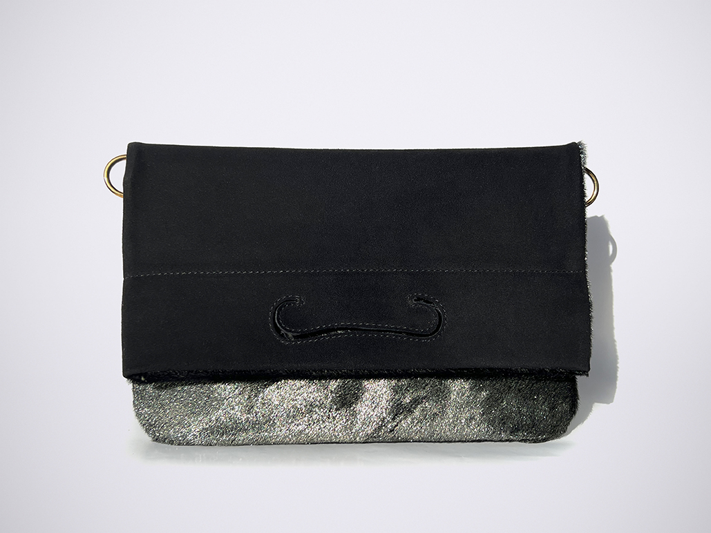 PATCH CLUTCH - GlitterFur/BlackSuede