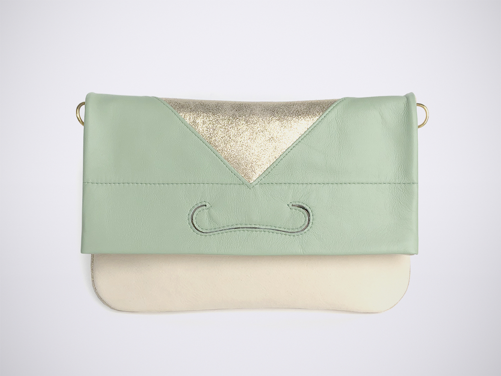 PATCH CLUTCH - Sauge/ShinyGold