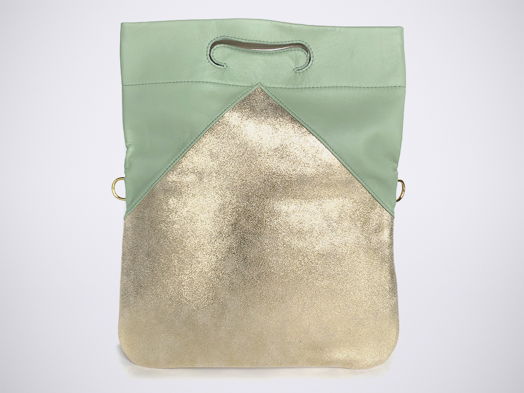 PATCH CLUTCH - Sauge/ShinyGold