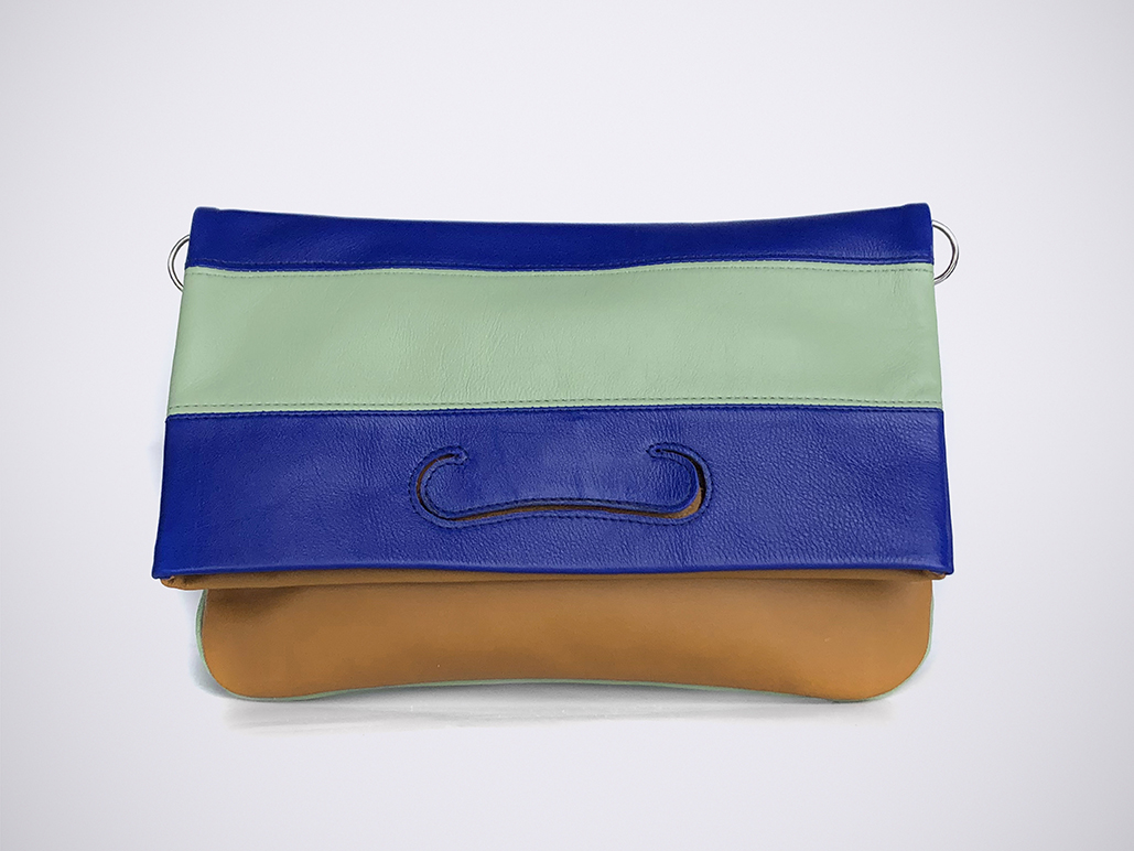 PATCH CLUTCH - Stripe Blue/Sauge