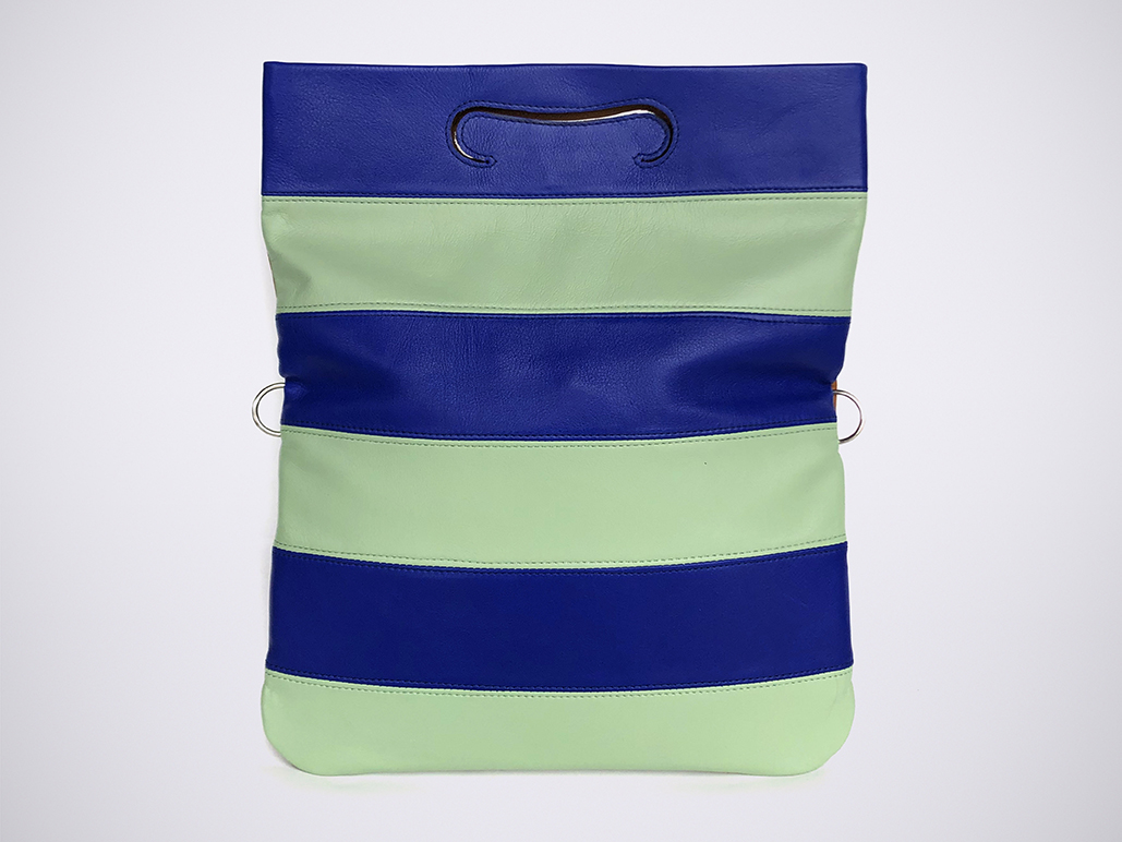 PATCH CLUTCH - Stripe Blue/Sauge