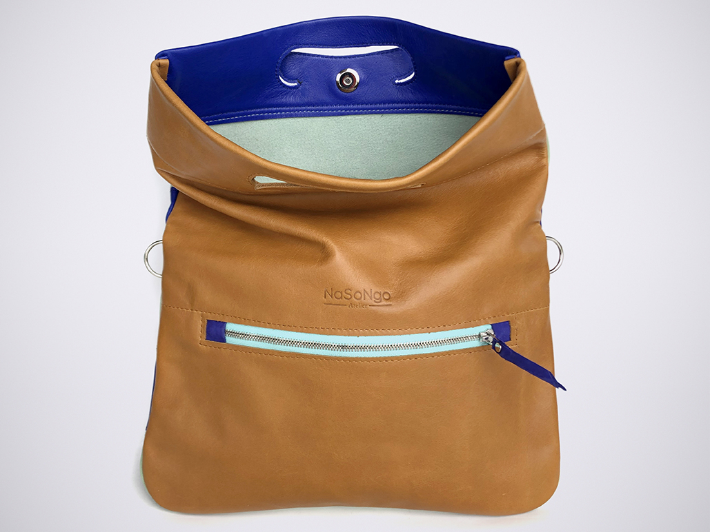 PATCH CLUTCH - Stripe Blue/Sauge