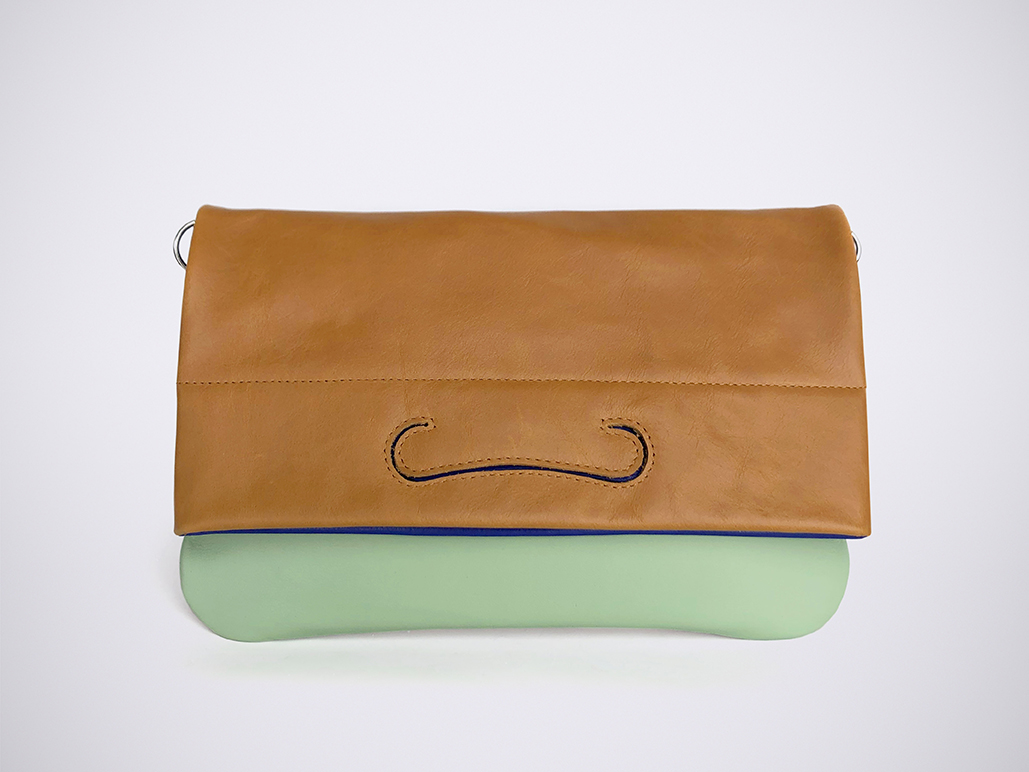 PATCH CLUTCH - Stripe Blue/Sauge