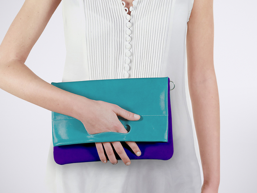 PATCH CLUTCH - WaxAqua / ElectricBlue