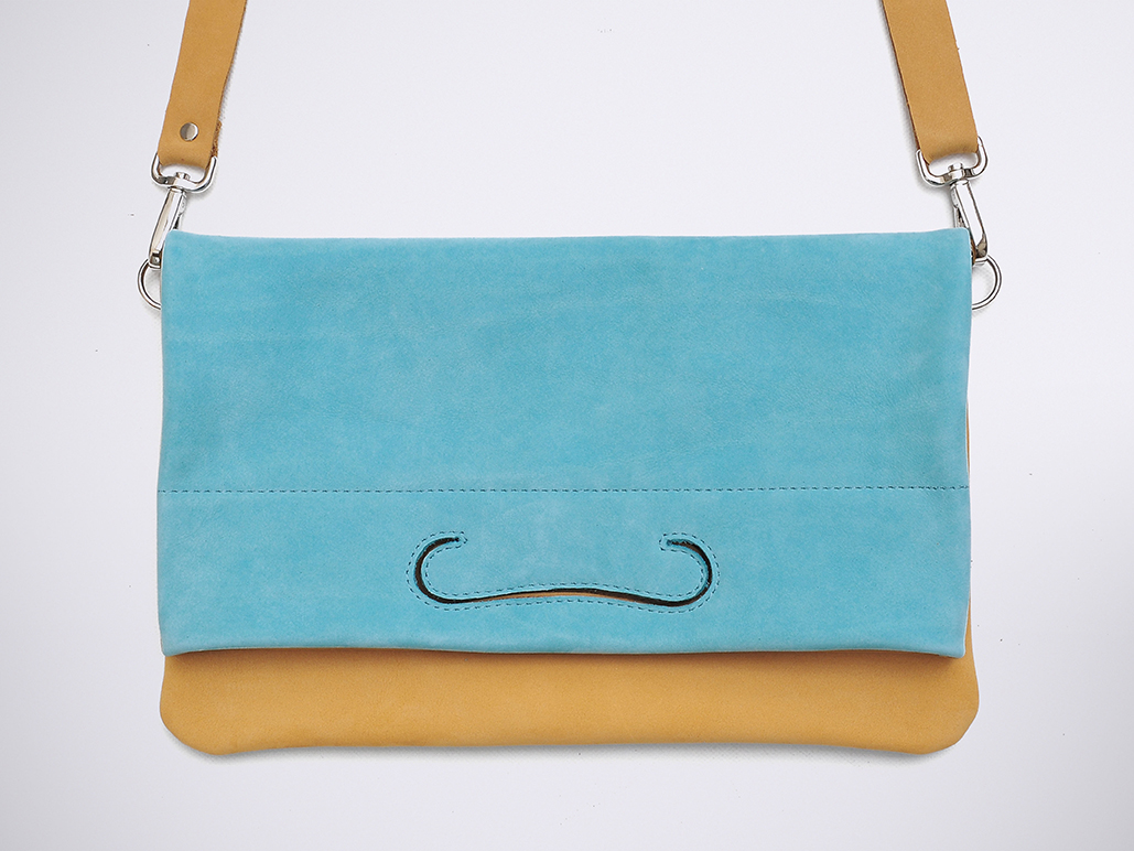 PATCH CLUTCH - NubuckAqua / NubuckCamel
