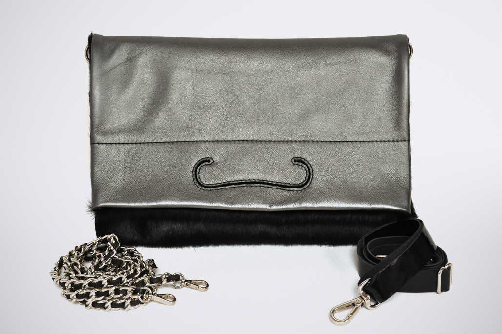PATCH CLUTCH - BlackFur / Silver