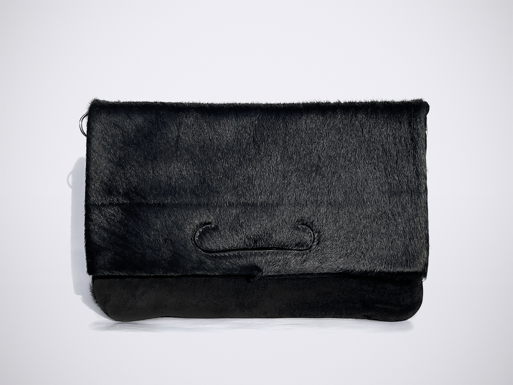 PATCH CLUTCH - BlackFur / SuedeBlack