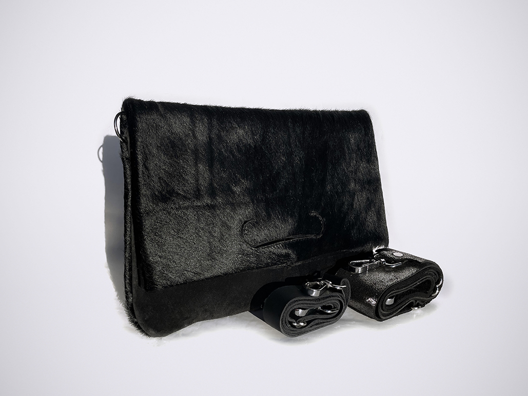 PATCH CLUTCH - BlackFur / SuedeBlack