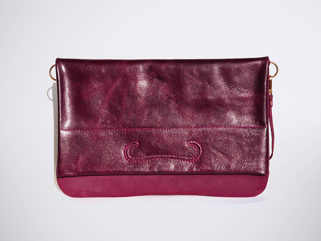 PATCH CLUTCH - Bordeaux/NubuckWine