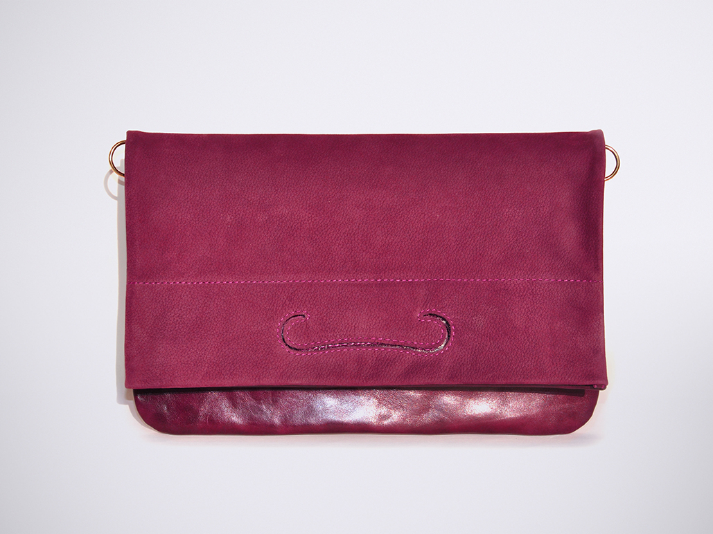 PATCH CLUTCH - Bordeaux/NubuckWine