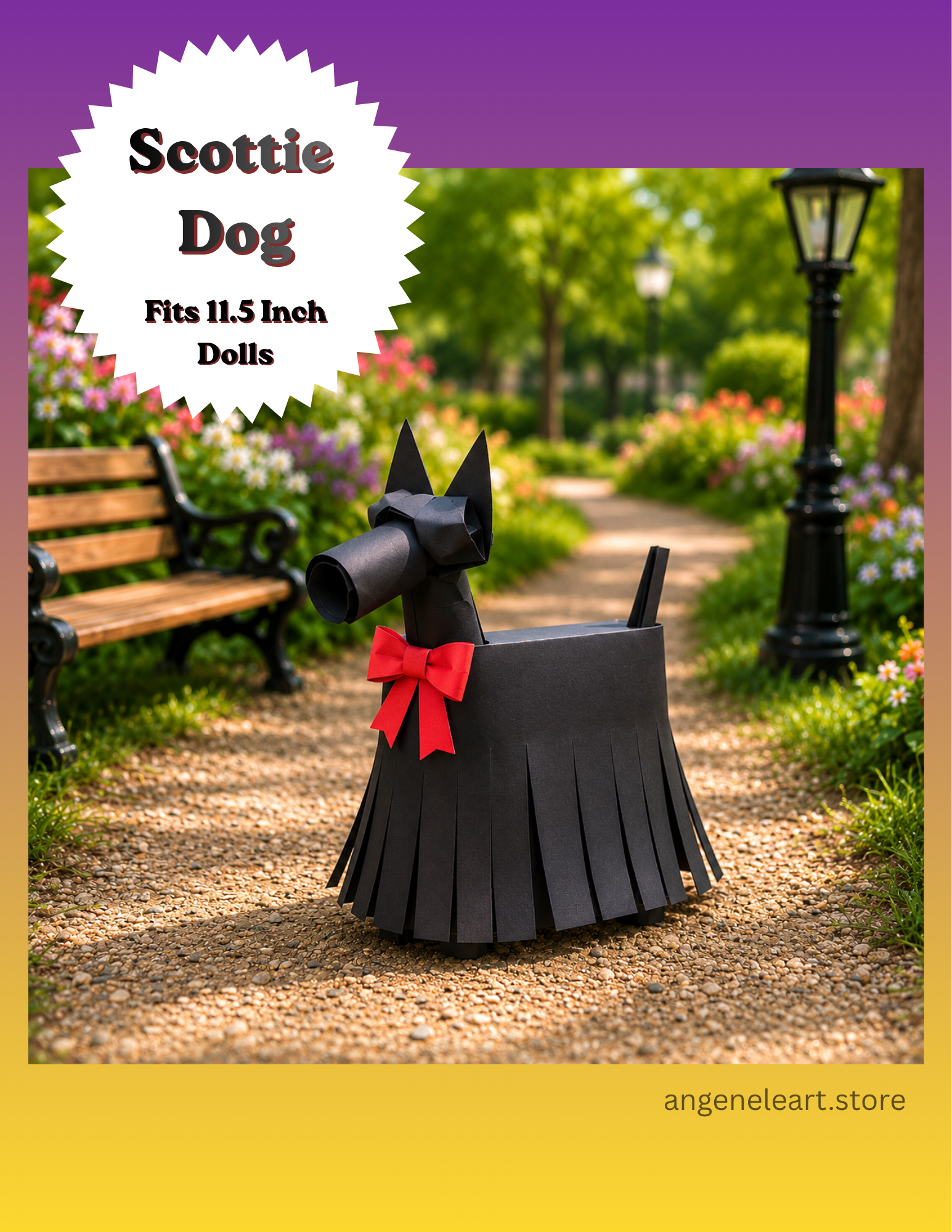 Scottie Dog Papercraft for Dolls Three Colors Included