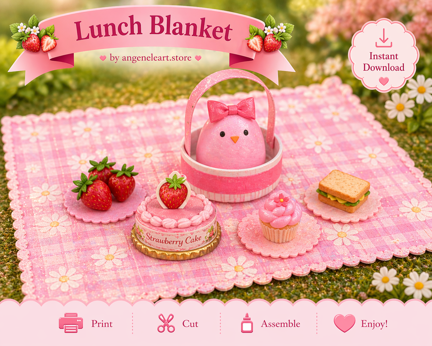 Strawberry Bottle Cap Cakes Printable