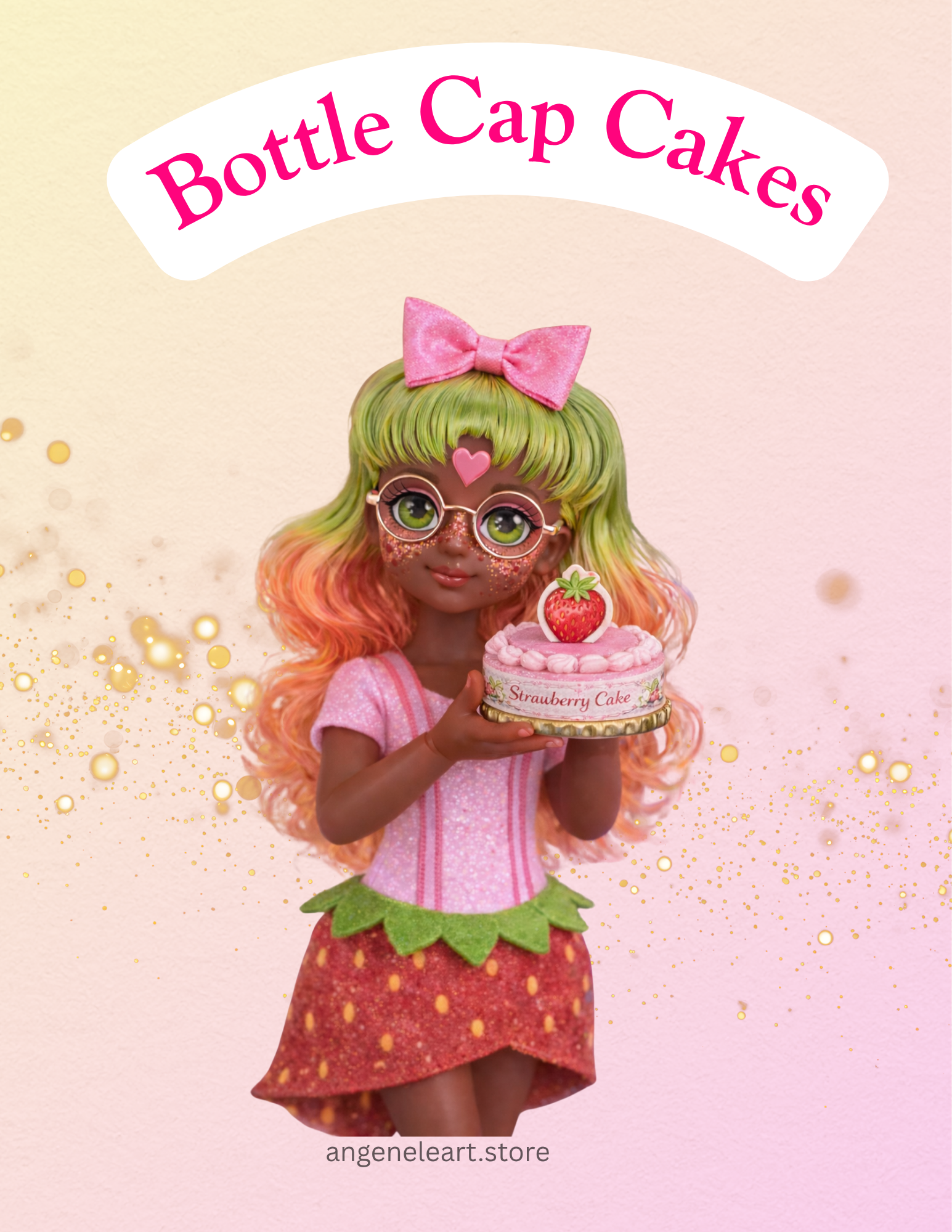 Strawberry Bottle Cap Cakes Printable