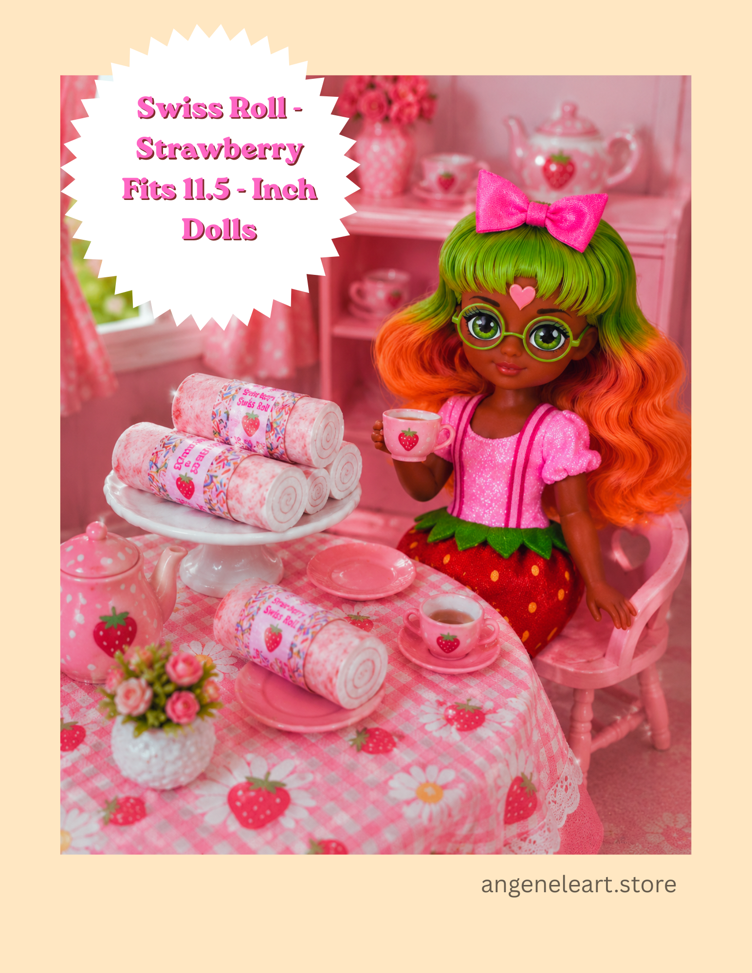 Strawberry Swiss Cake for 11.5'' Dolls