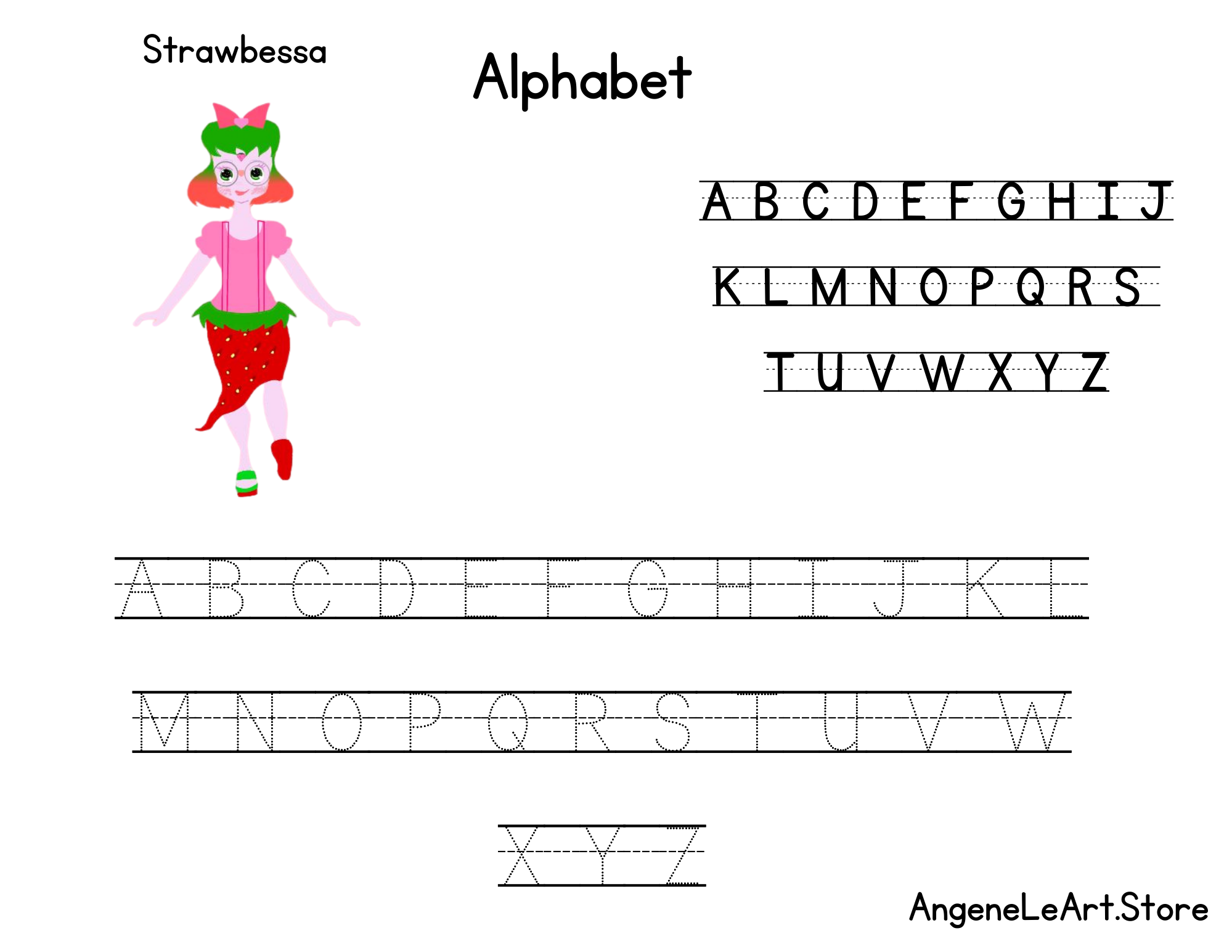 Strawbessa Alphabet Tracing Worksheet