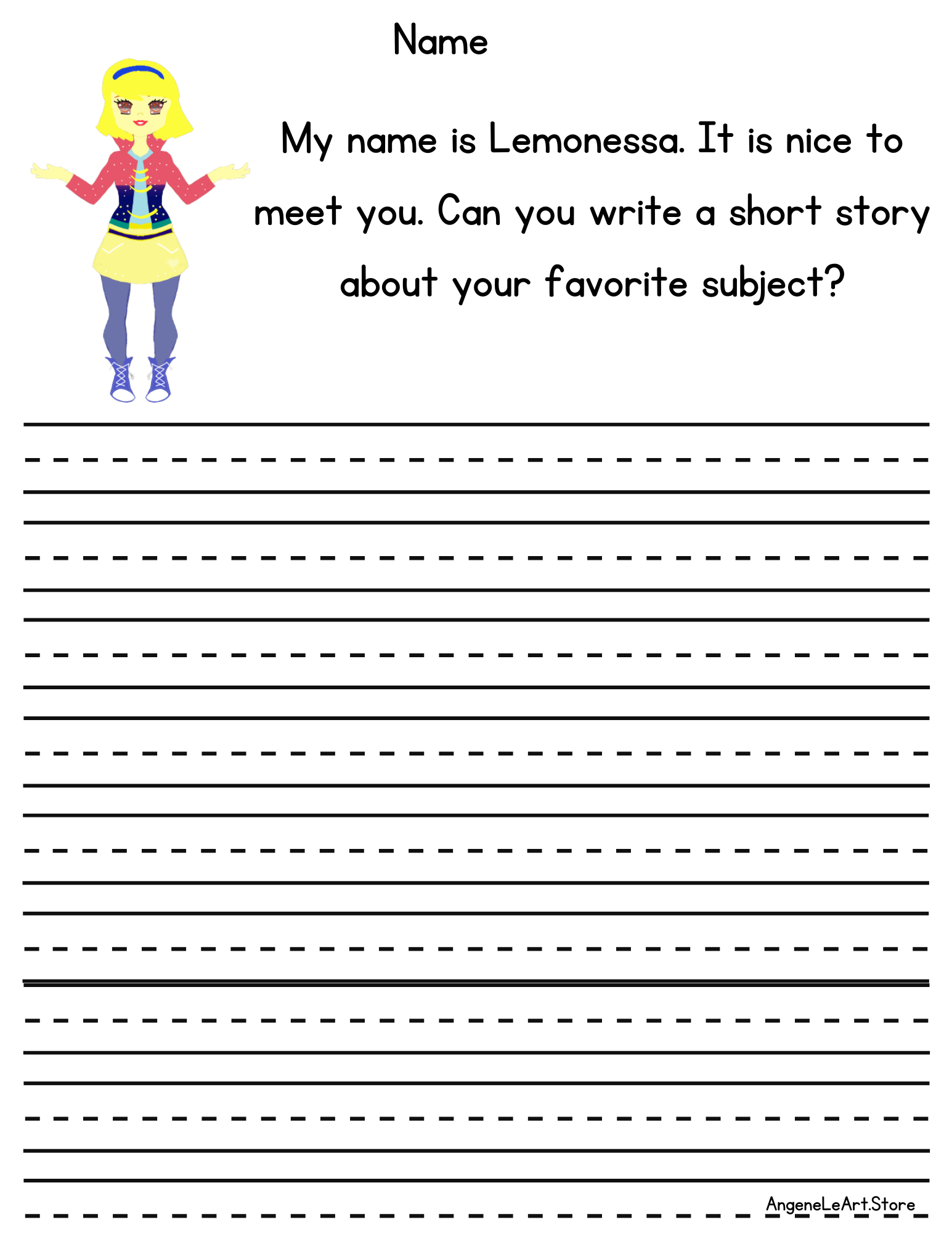 Lemonessa Story Writing Worksheet